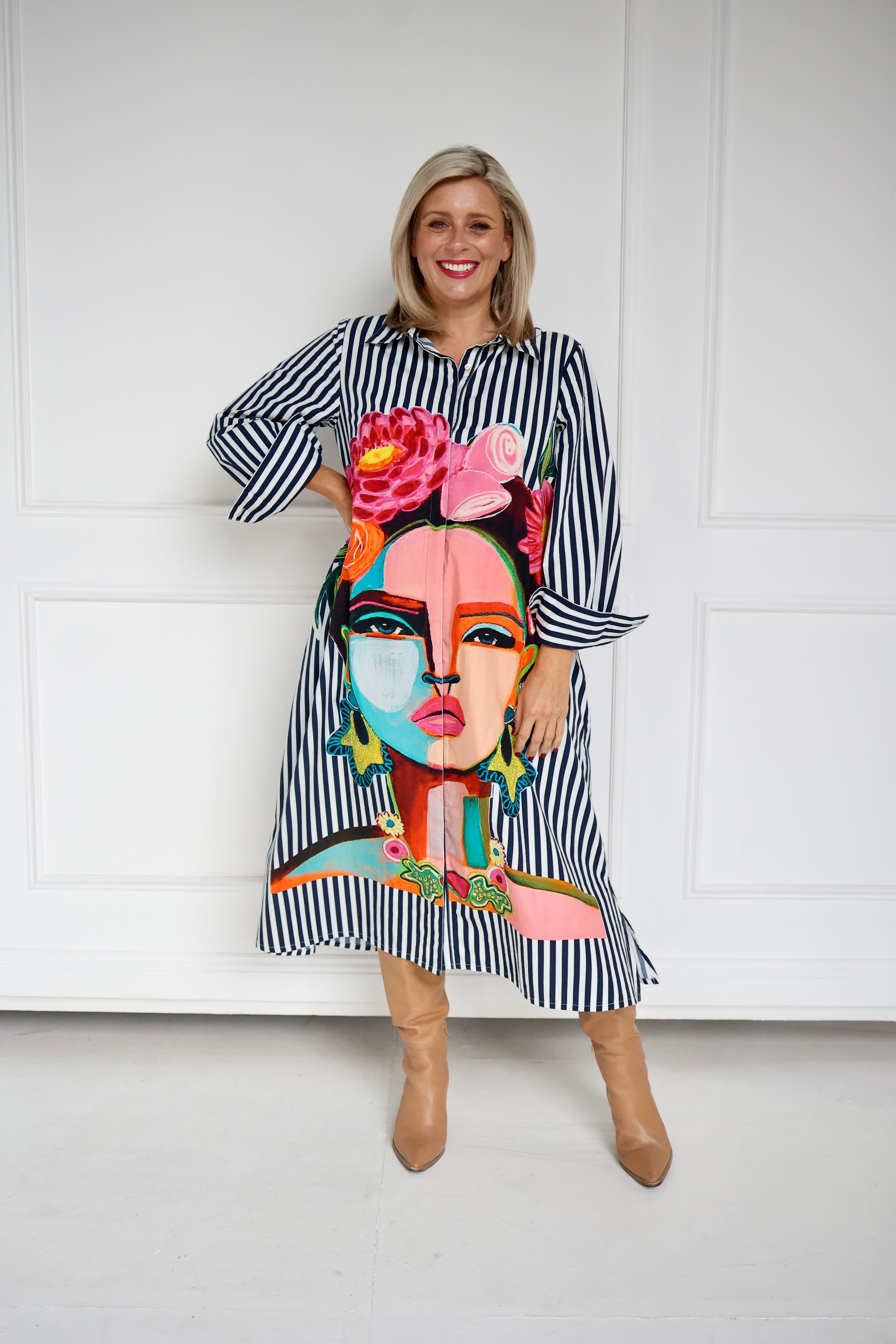 Frida Shirt Dress - Navy