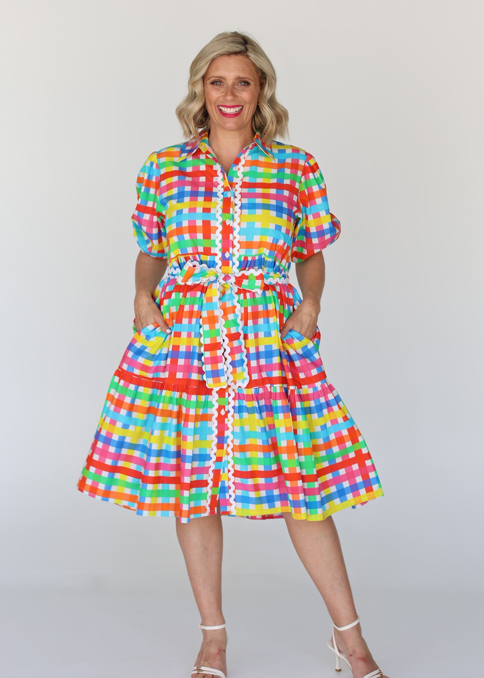 Melody Dress - Neon Gingham