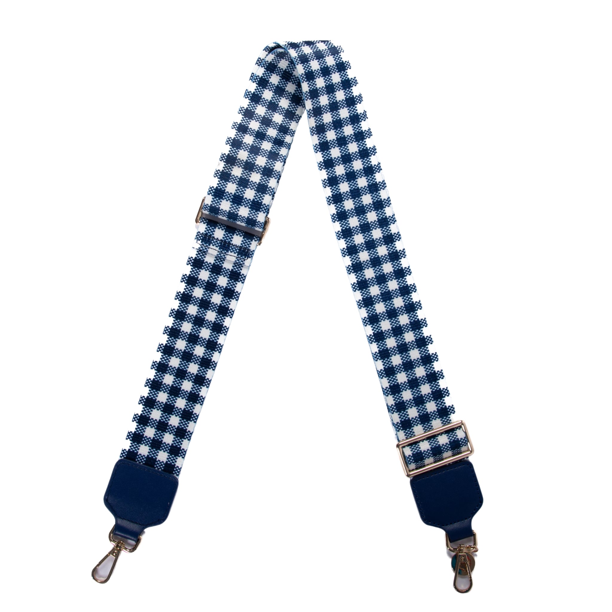 Guitar Strap - Navy & White Gingham