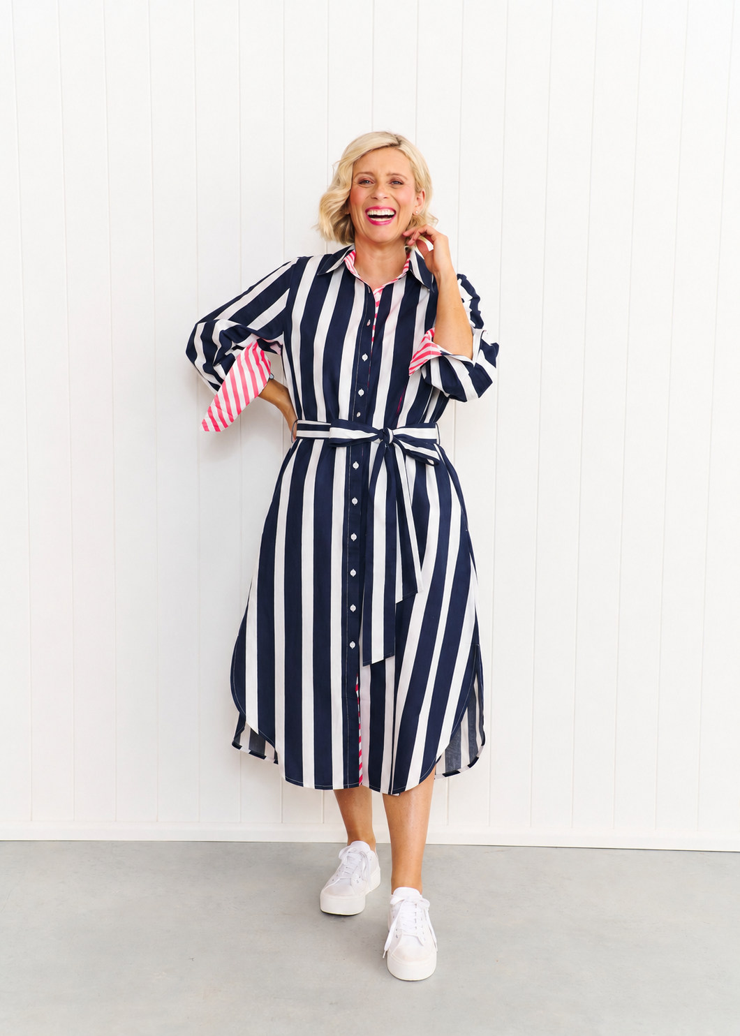 Sardinia Dress - Navy & White Stripe