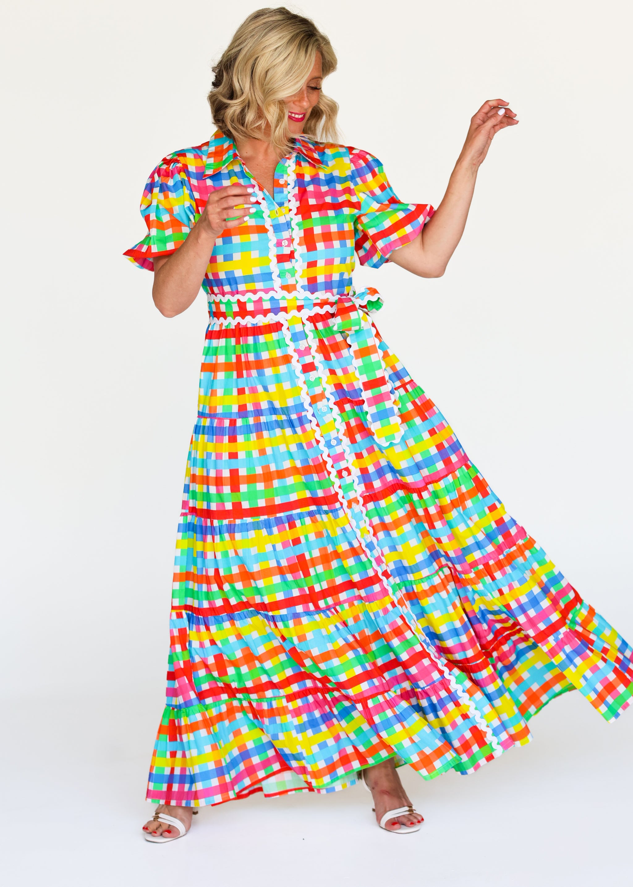 Alice Dress - Neon Gingham