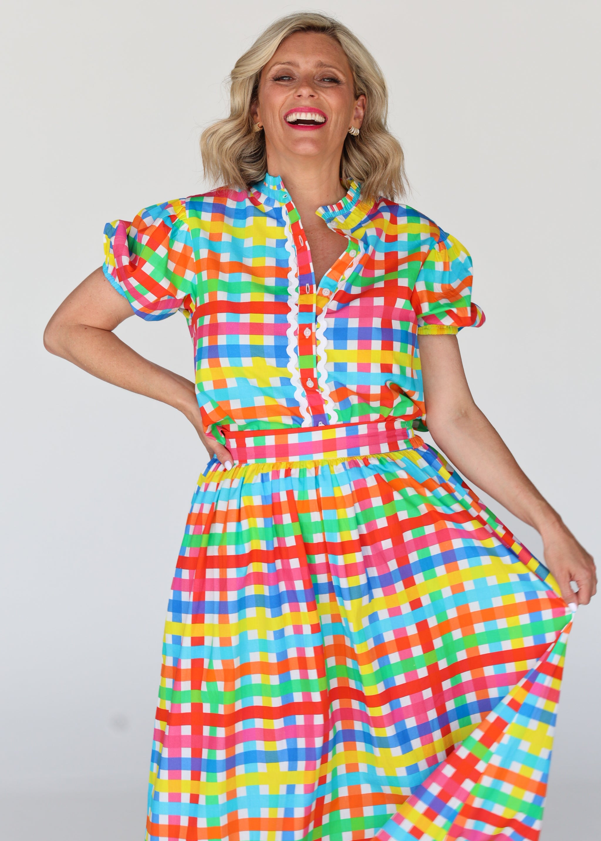 Emma Skirt - Neon Gingham