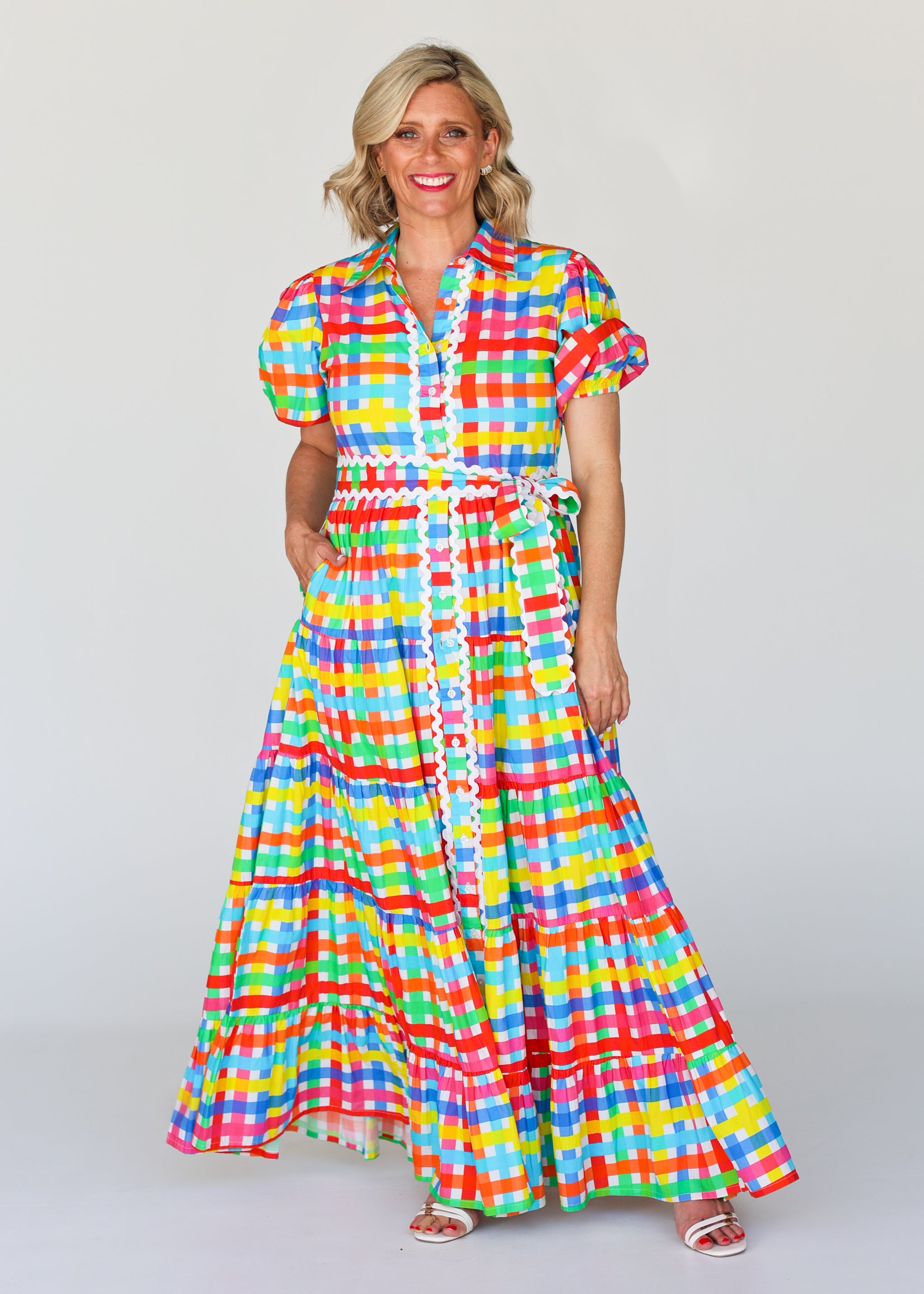 Alice Dress - Neon Gingham