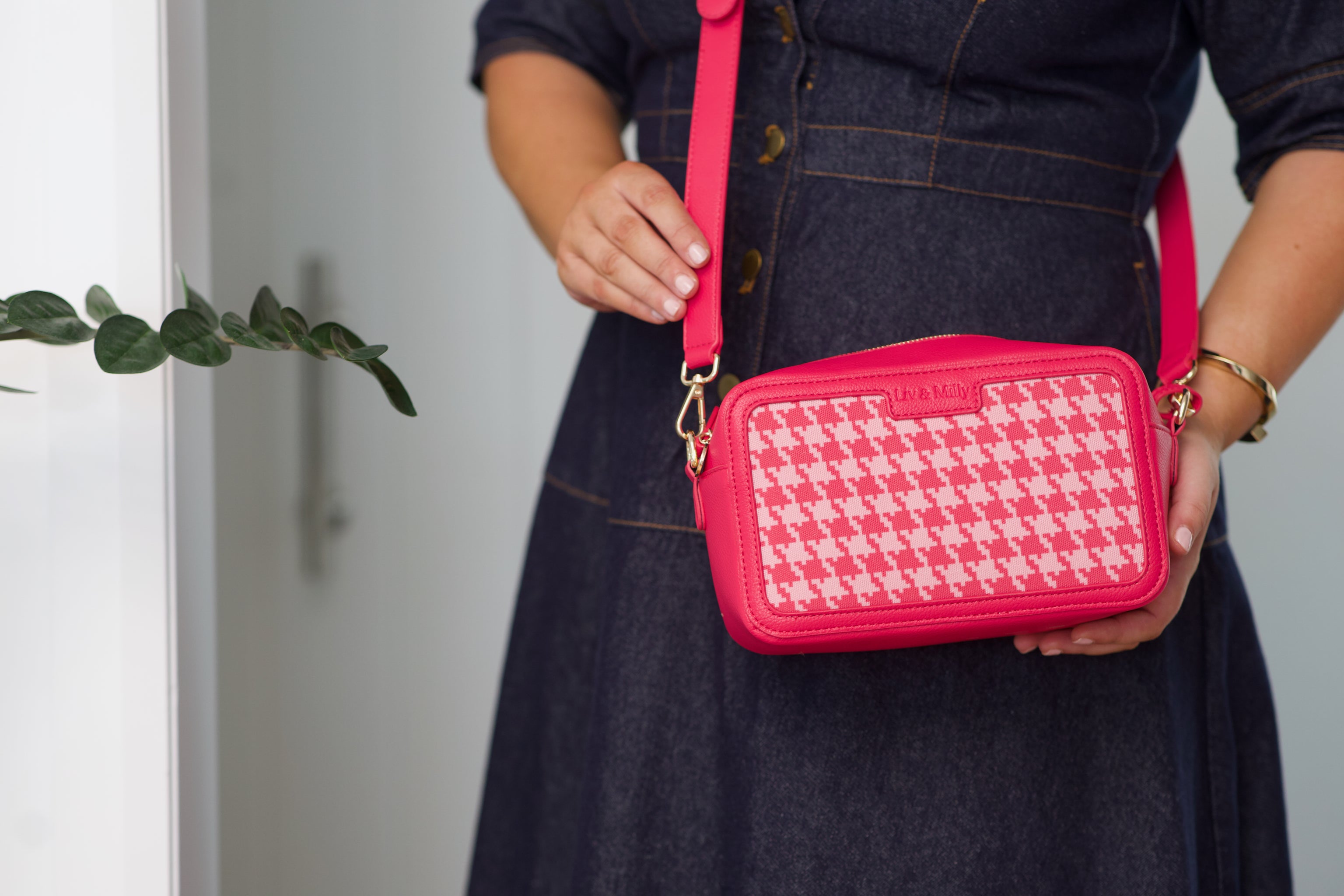 Audrey - Pink Houndstooth