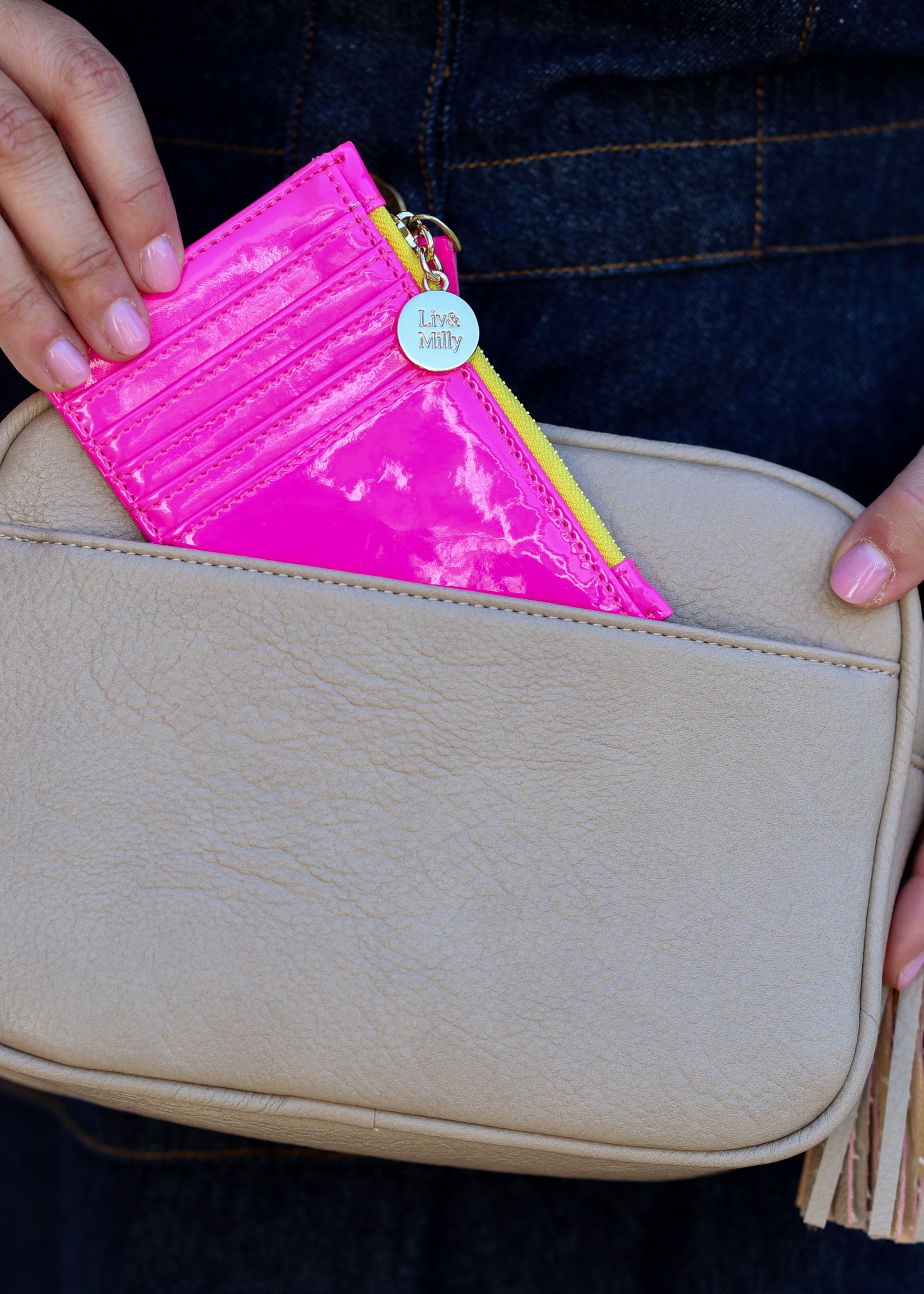 Card Wallet - Patent Neon Pink