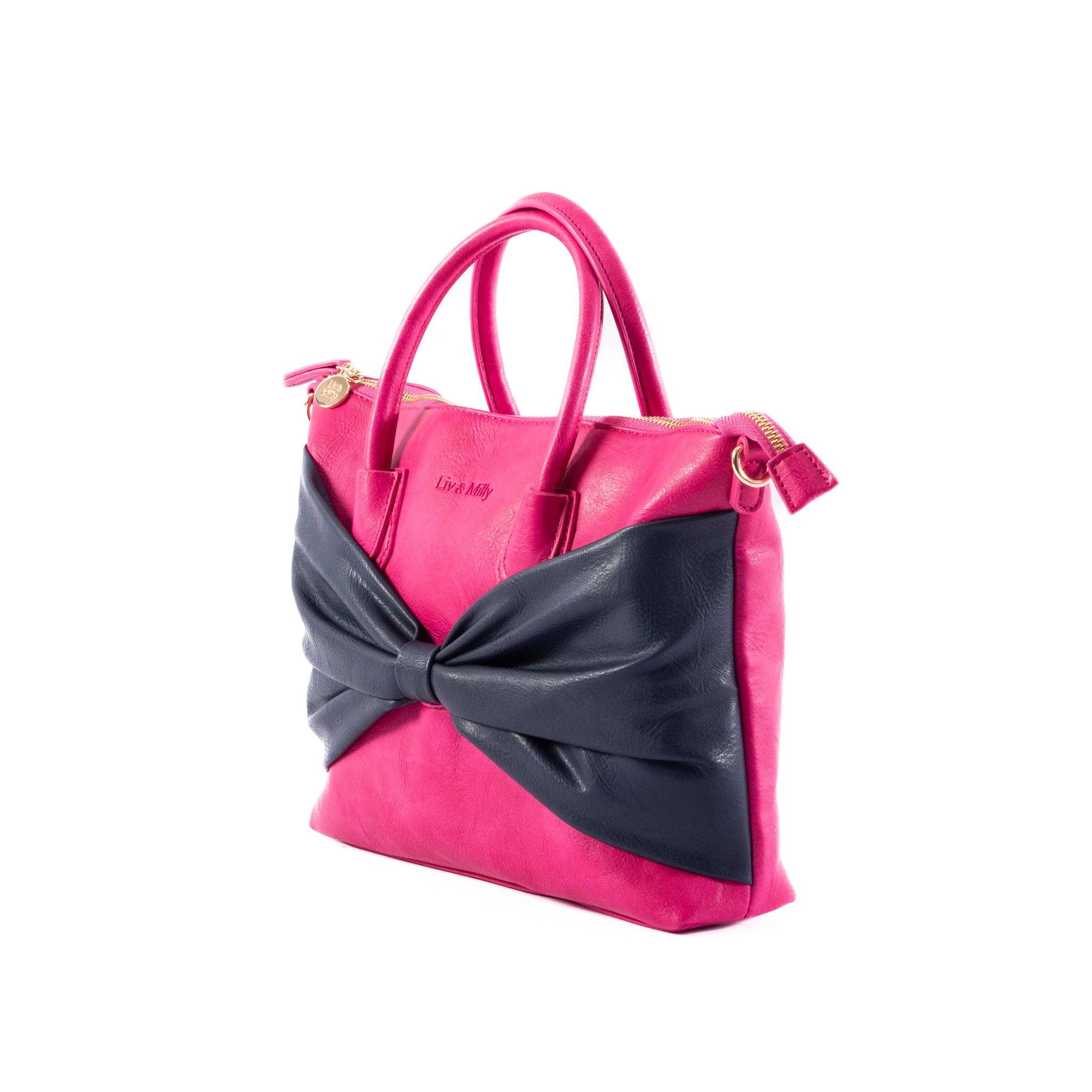 Charlotte with a Bow - Pink/Navy