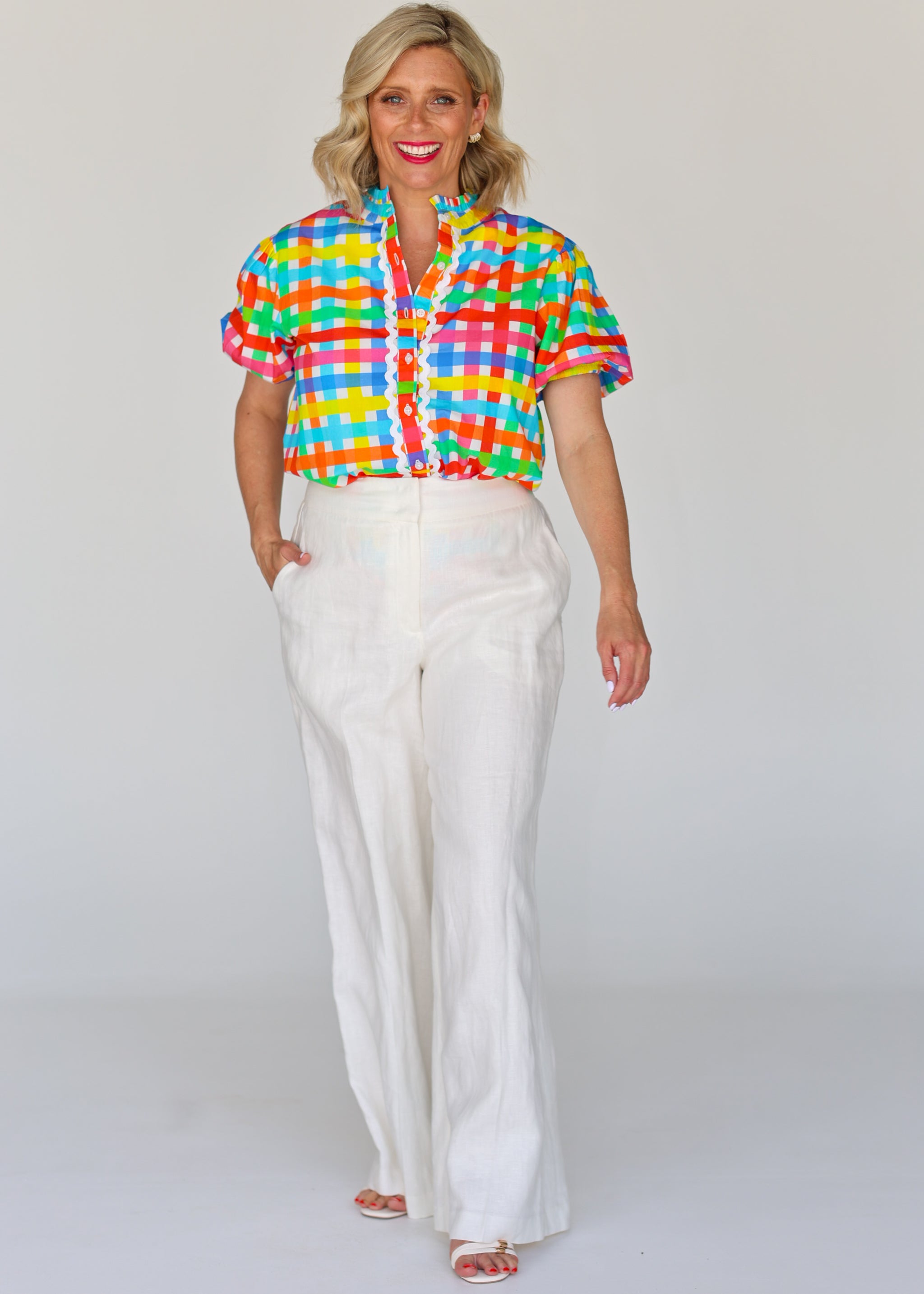 Chloe Shirt - Neon Gingham