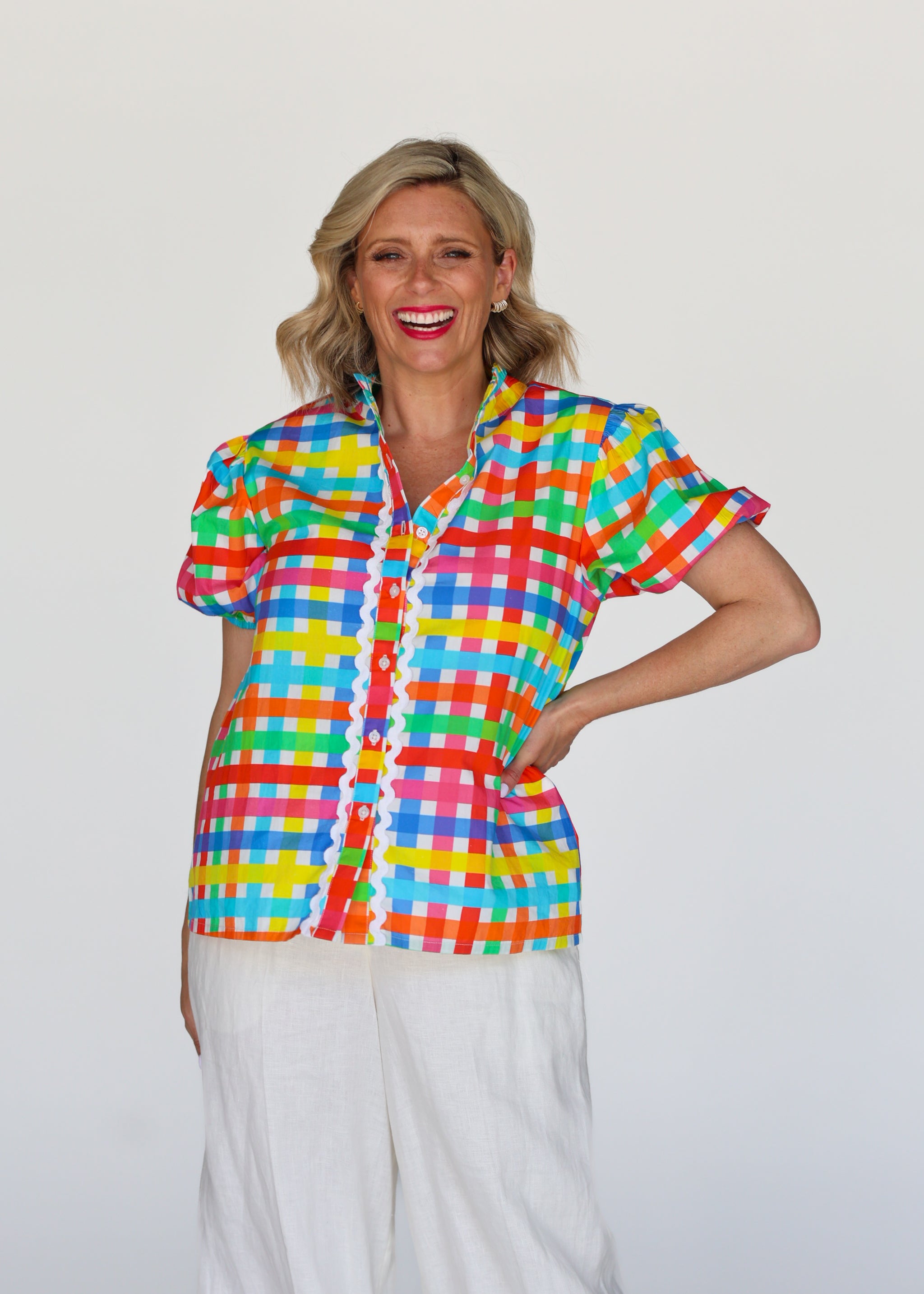 Chloe Shirt - Neon Gingham