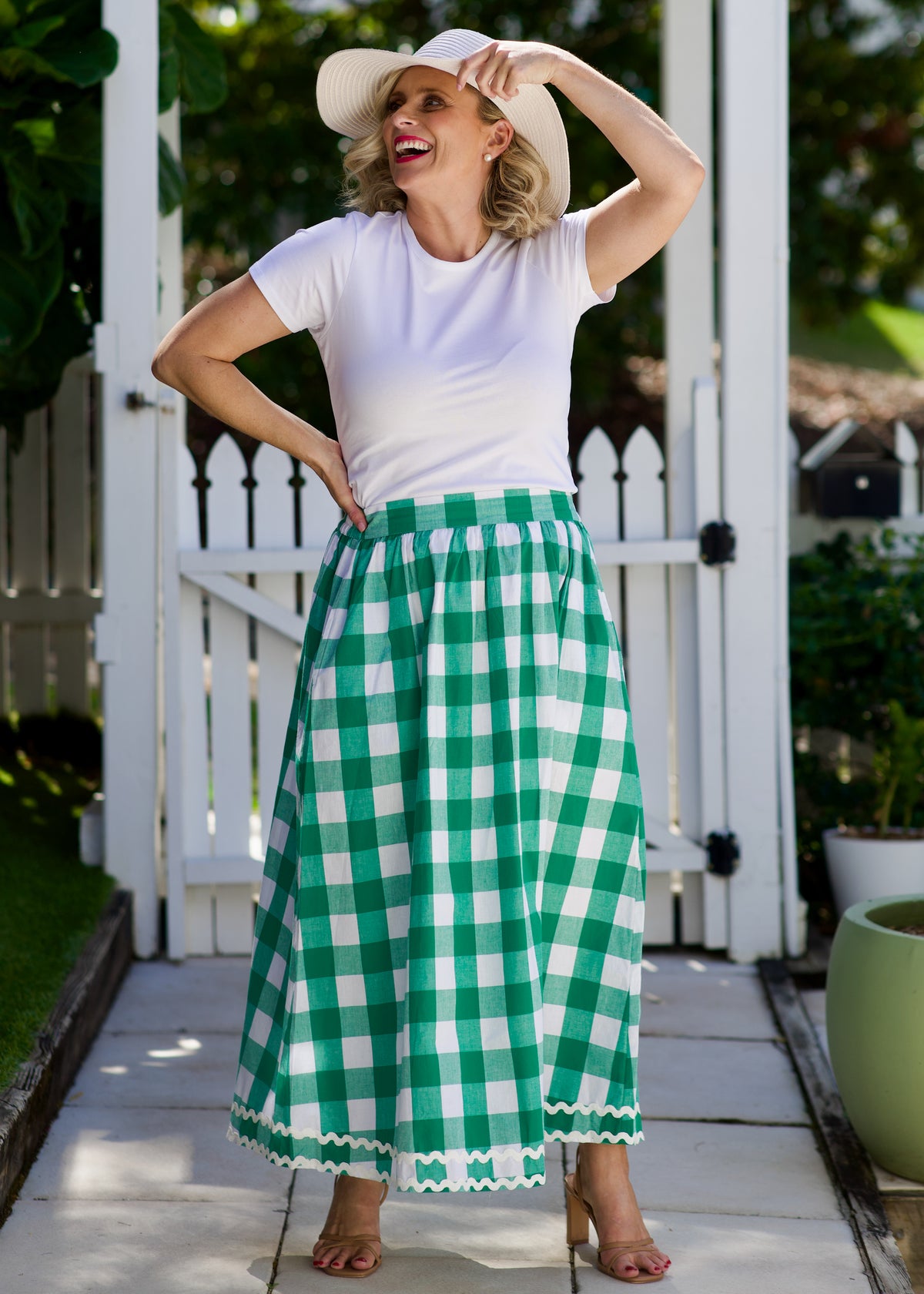 Emma Skirt - Green & White Gingham
