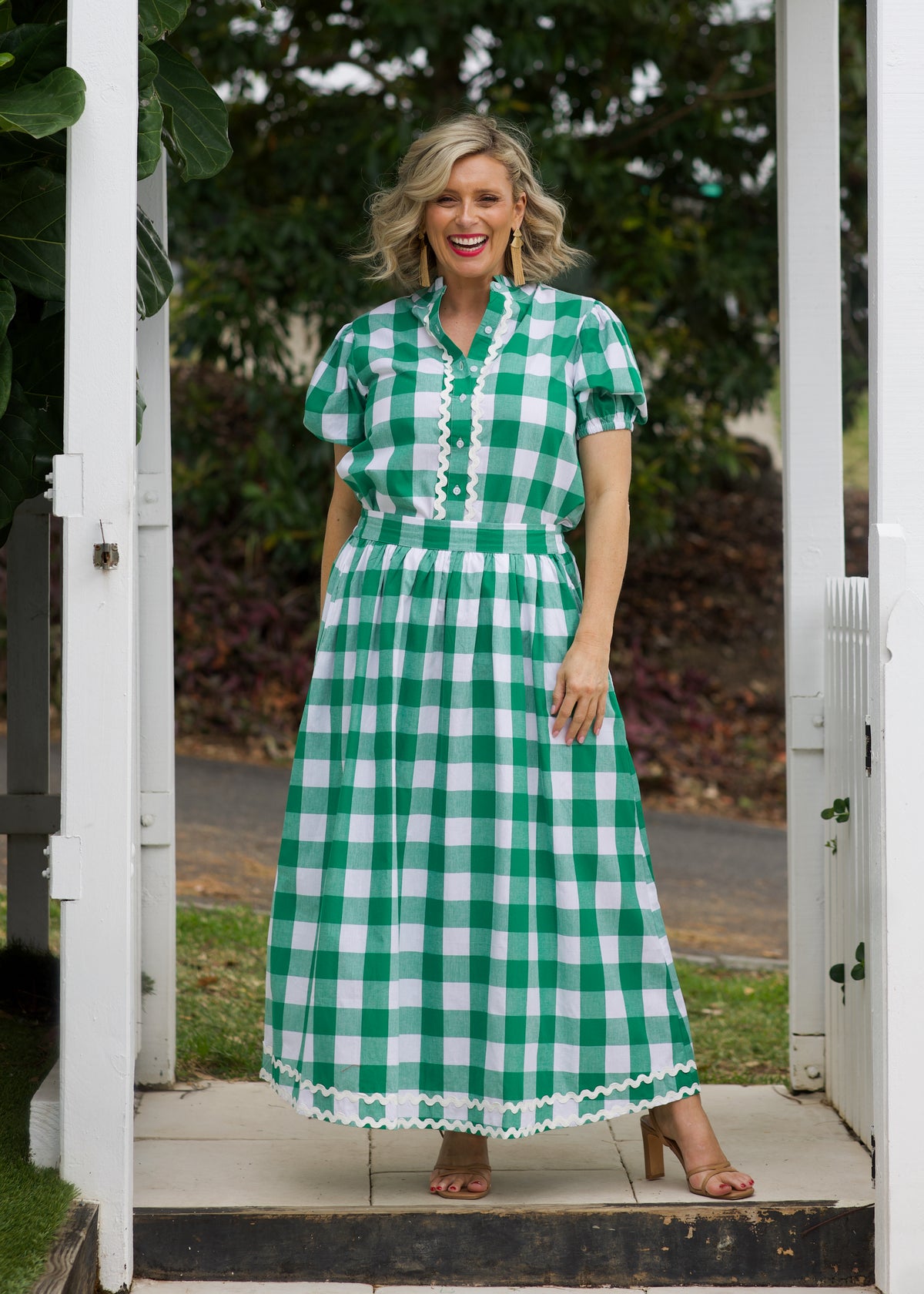 Emma Skirt - Green & White Gingham