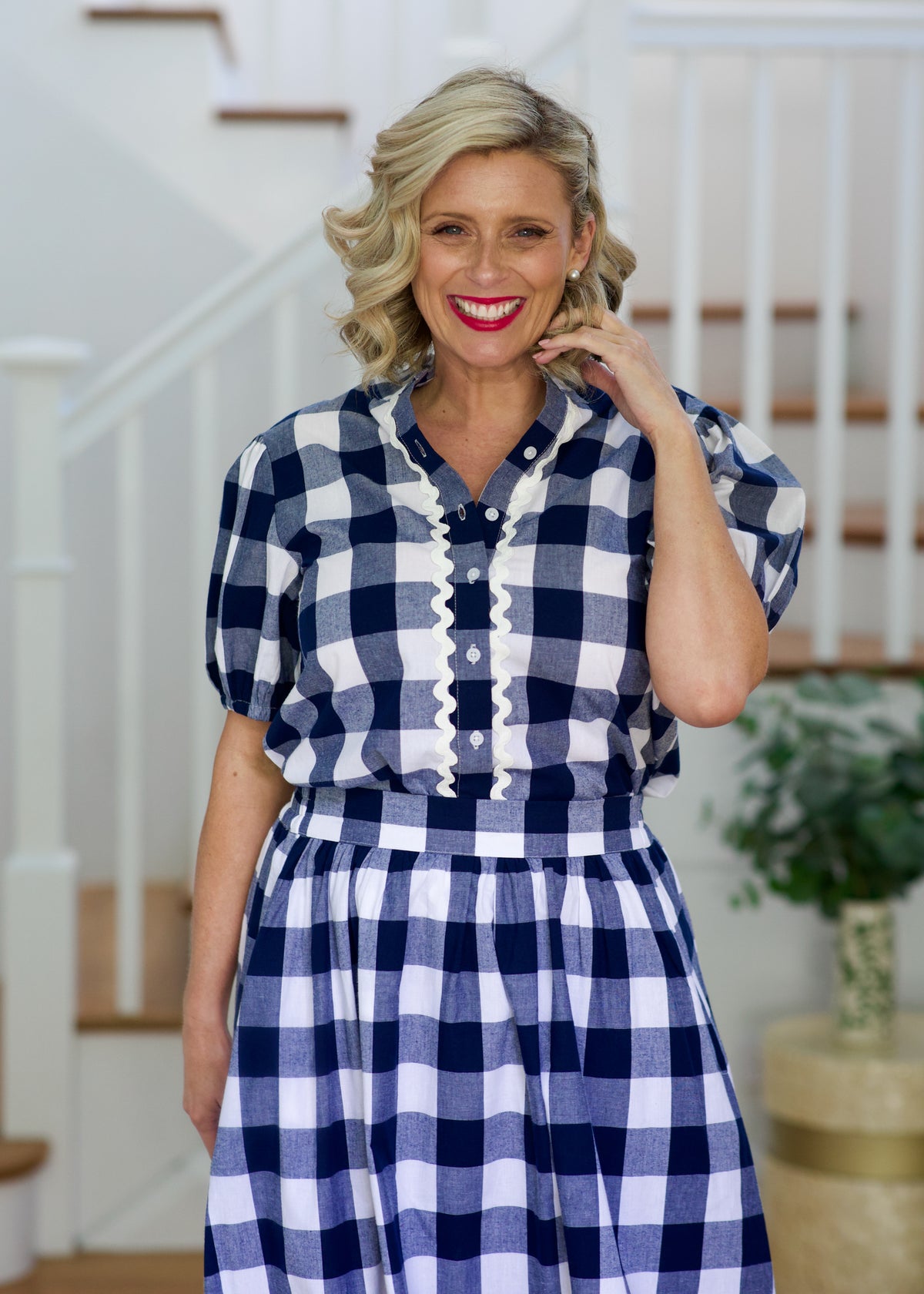 Chloe Shirt- Navy & White Gingham