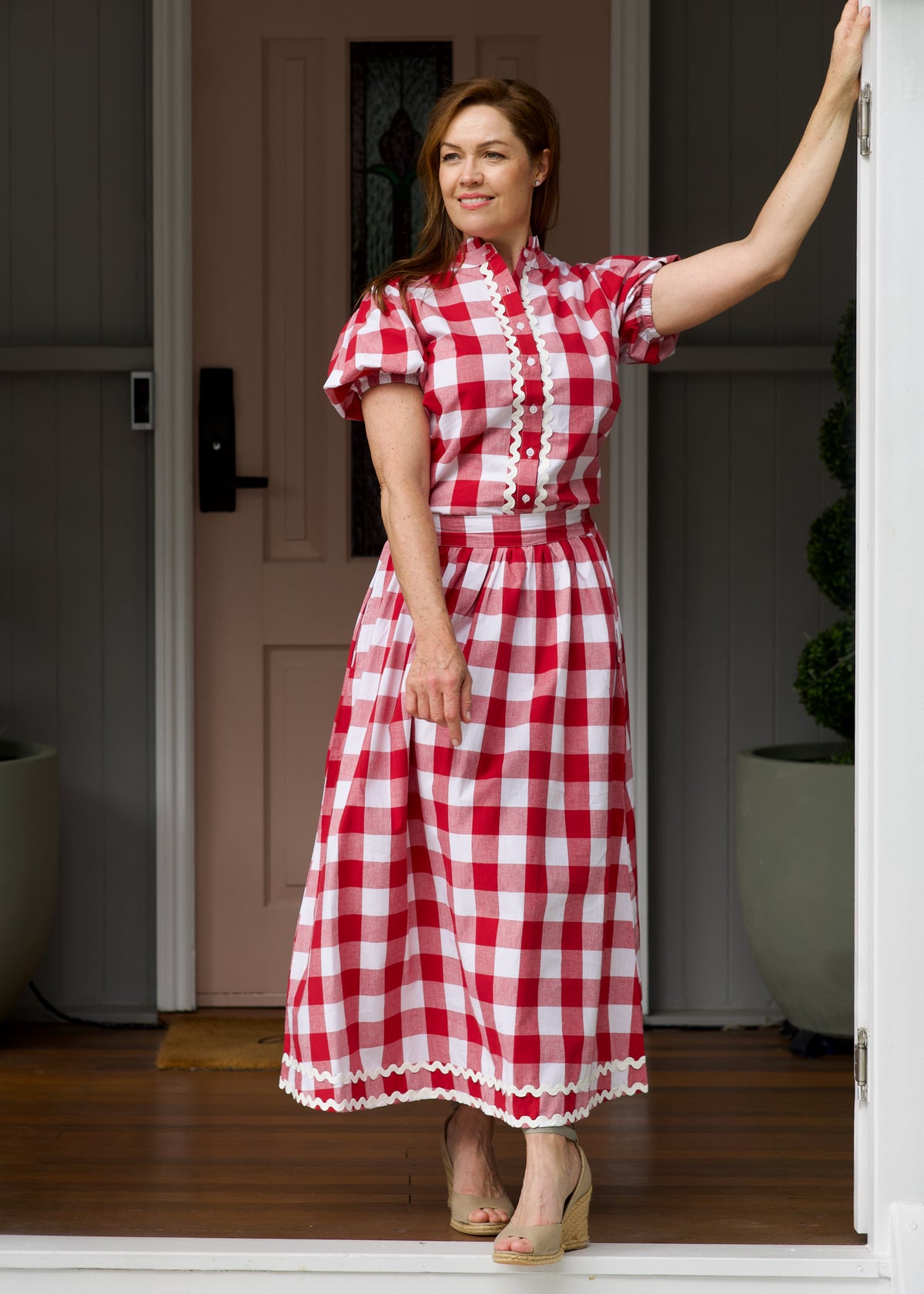 Chloe Shirt - Red & White Gingham