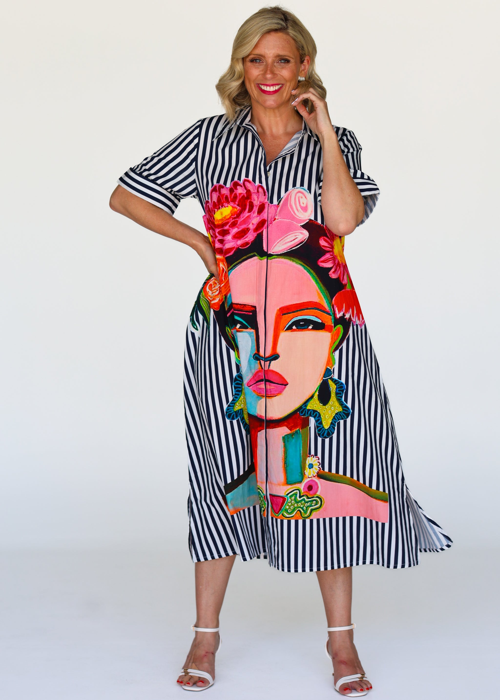 Frida Shirt Dress - Navy (Short Sleeve)
