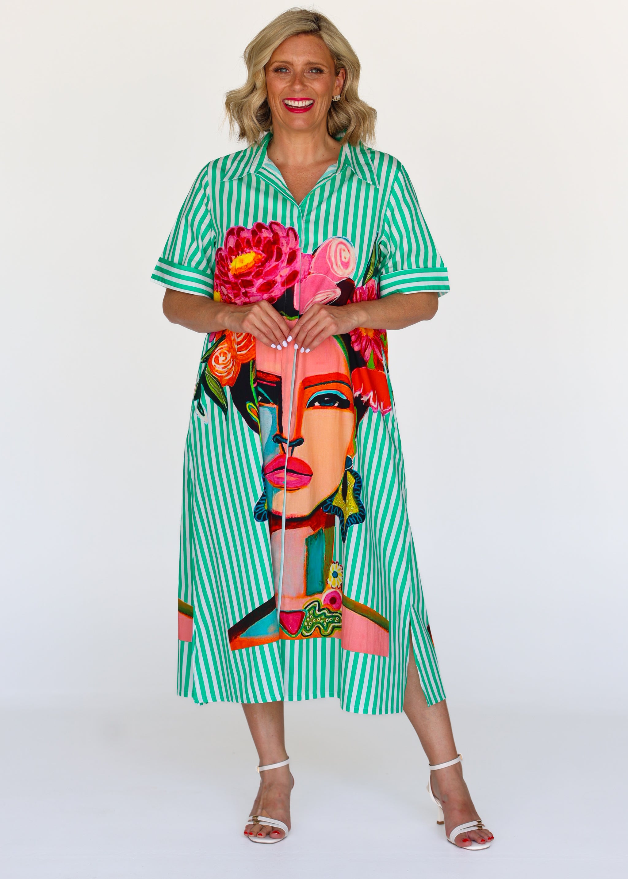 Frida Shirt Dress - Green (Short Sleeve)