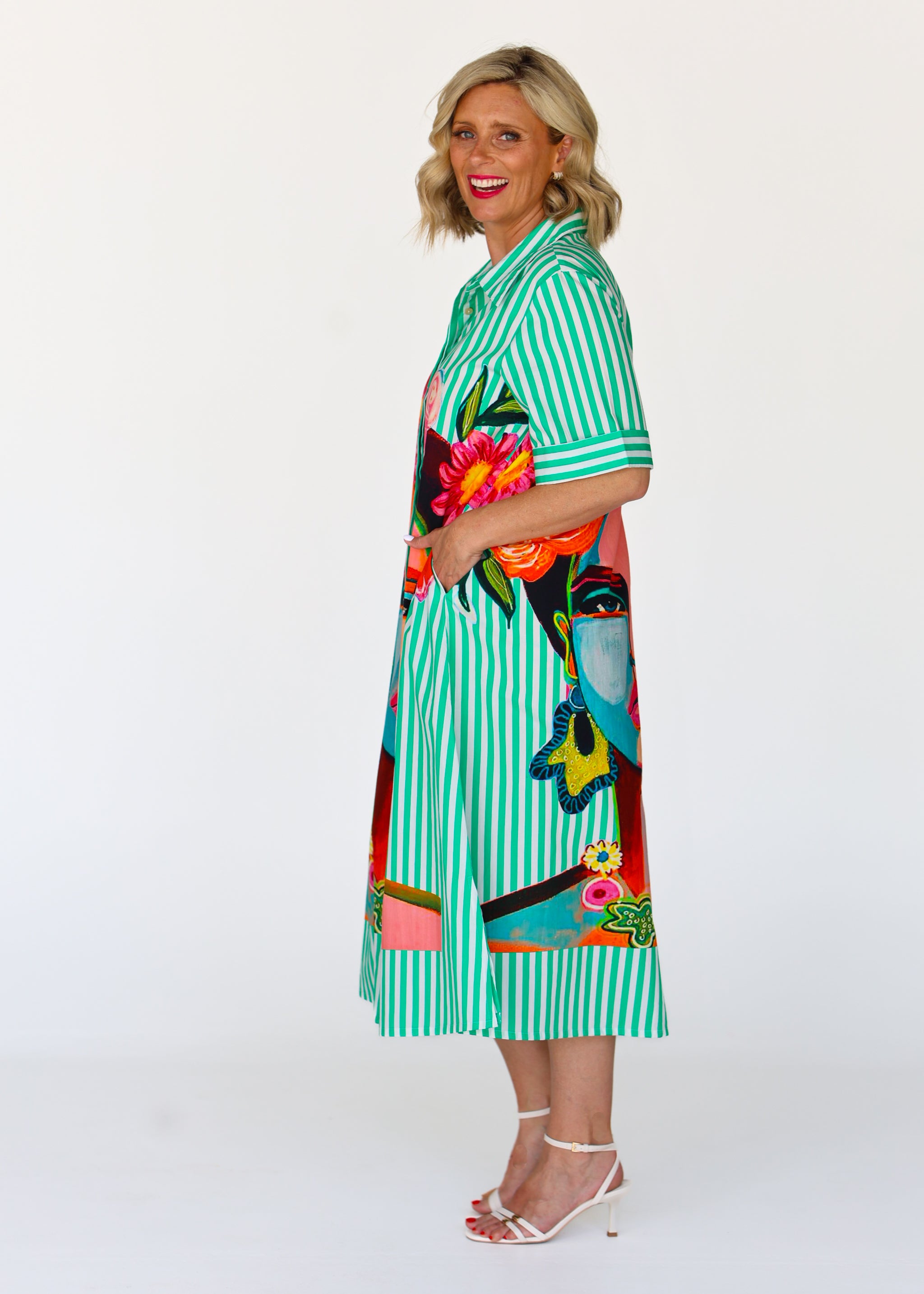 Frida Shirt Dress - Green (Short Sleeve)
