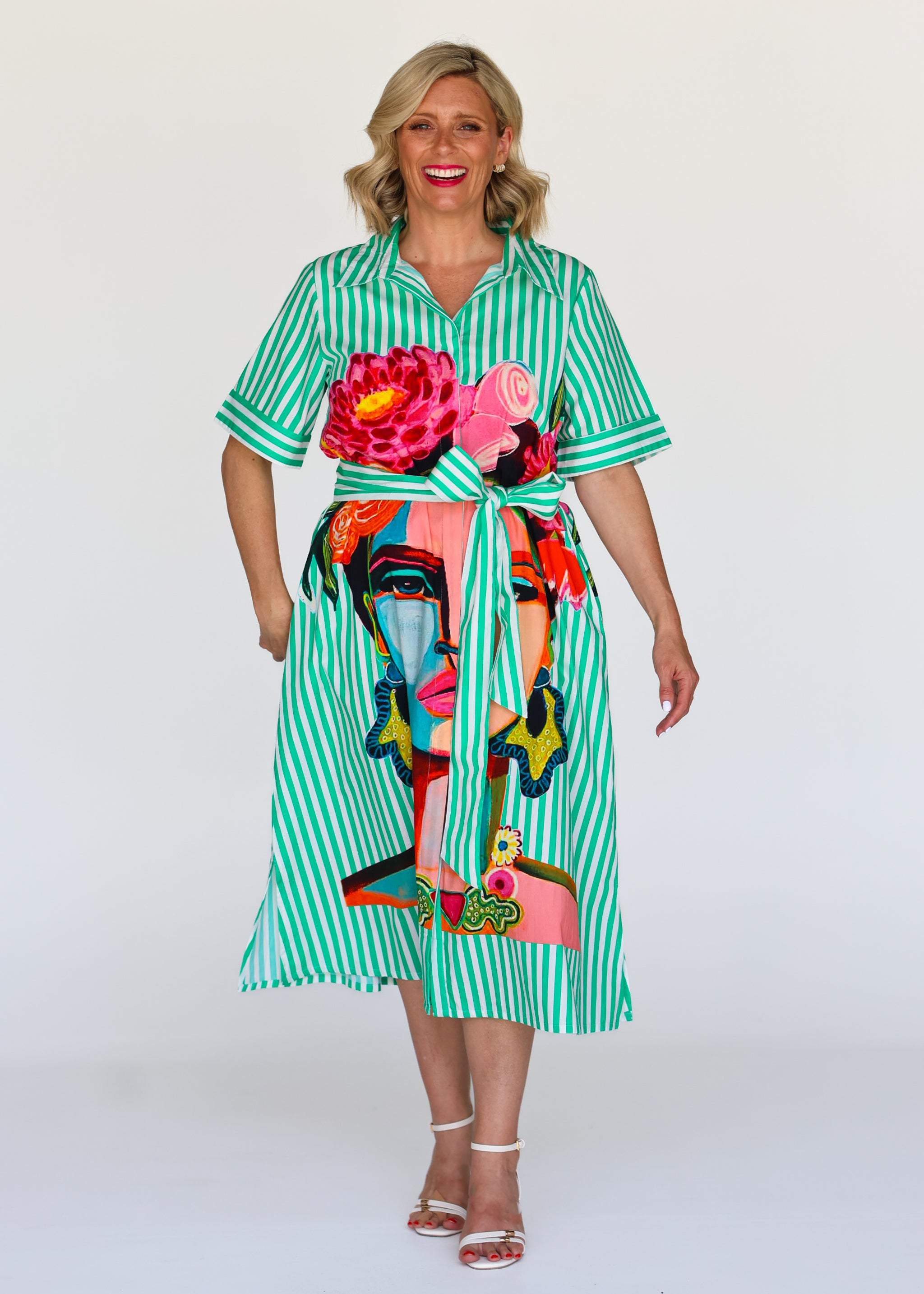 Frida Shirt Dress - Green (Short Sleeve)