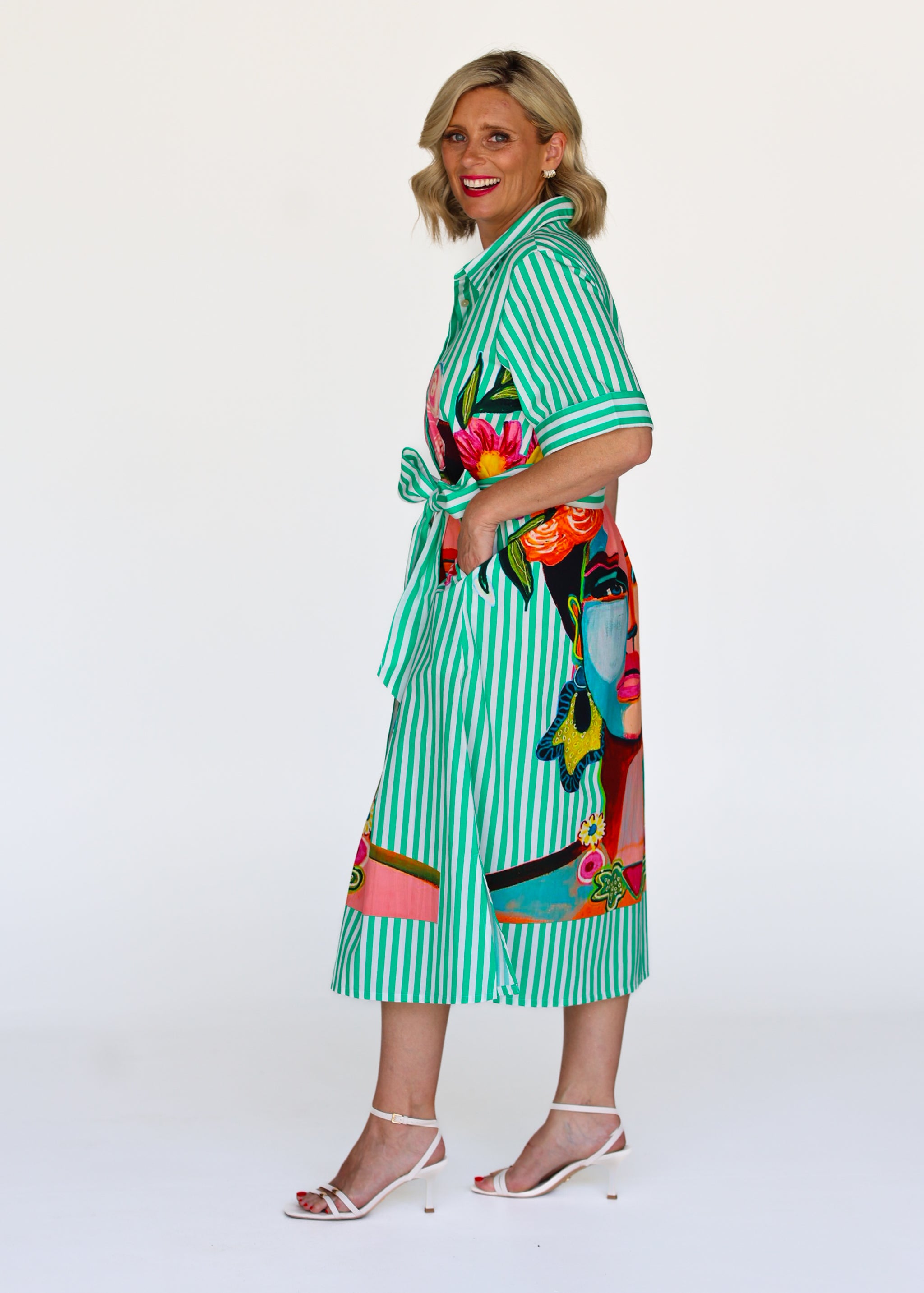 Frida Shirt Dress - Green (Short Sleeve)