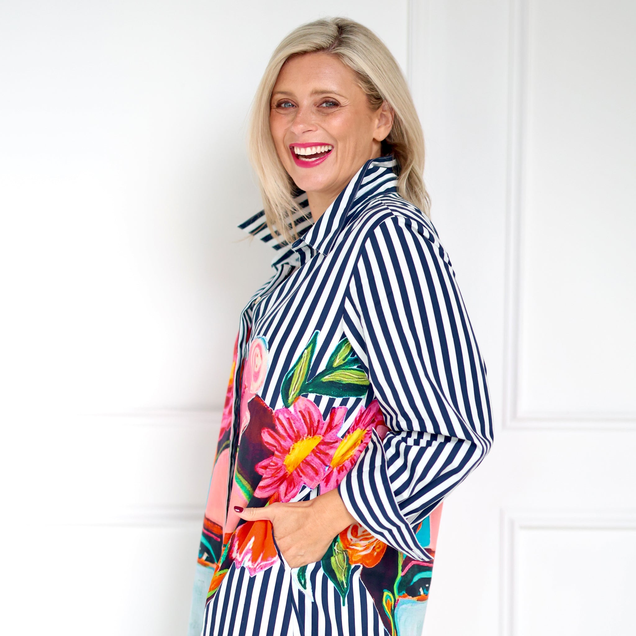 Frida Shirt Dress - Navy