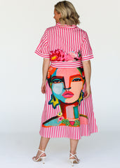 Frida Shirt Dress - Pink (Short Sleeve)