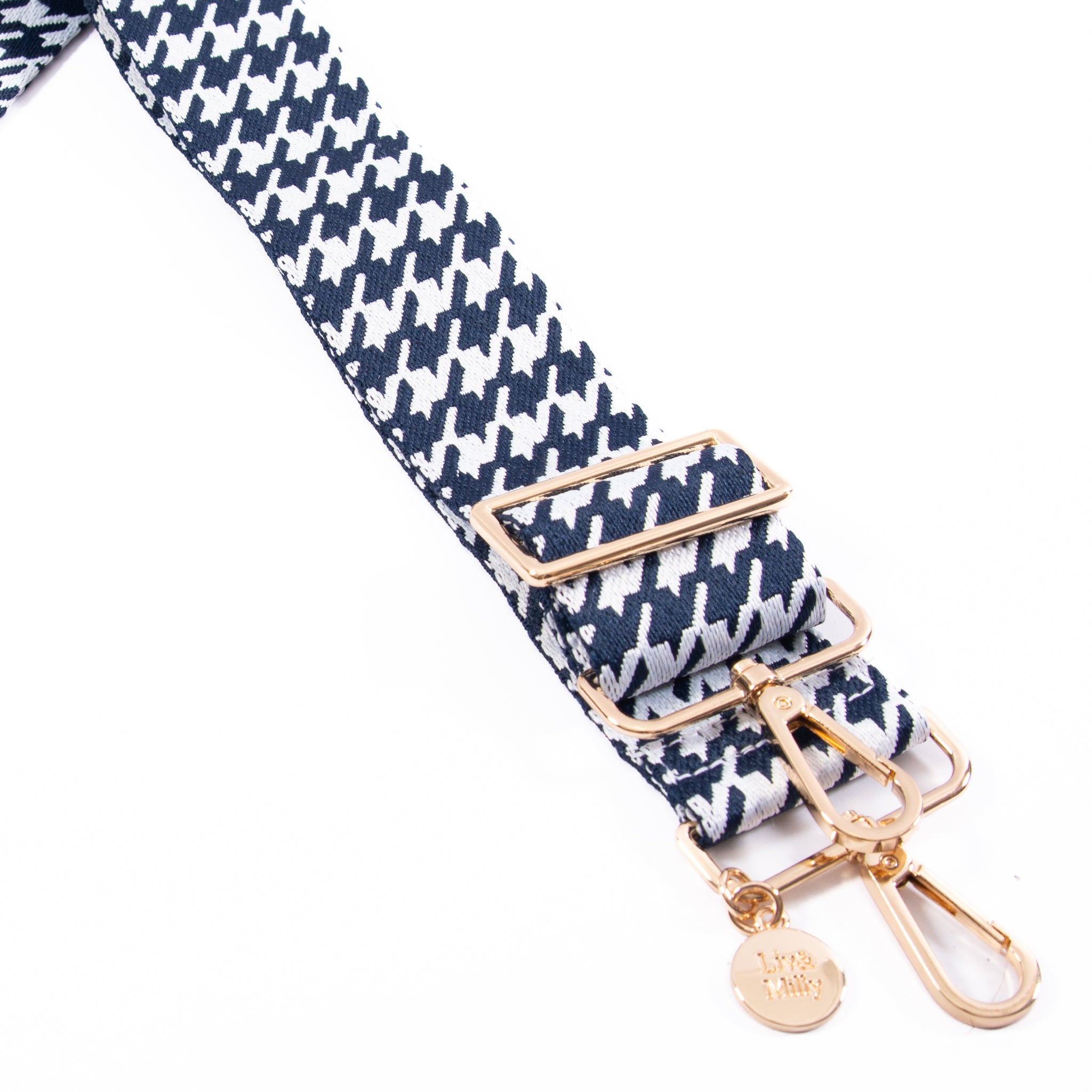Guitar Strap - Navy & White Houndstooth