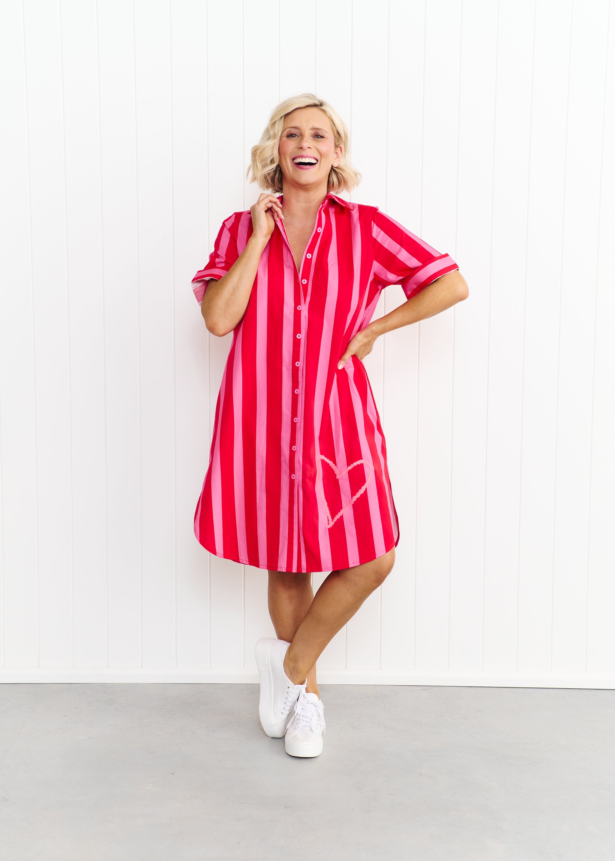 Maddie - Red & Pink Stripe