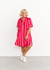 Maddie - Red & Pink Stripe