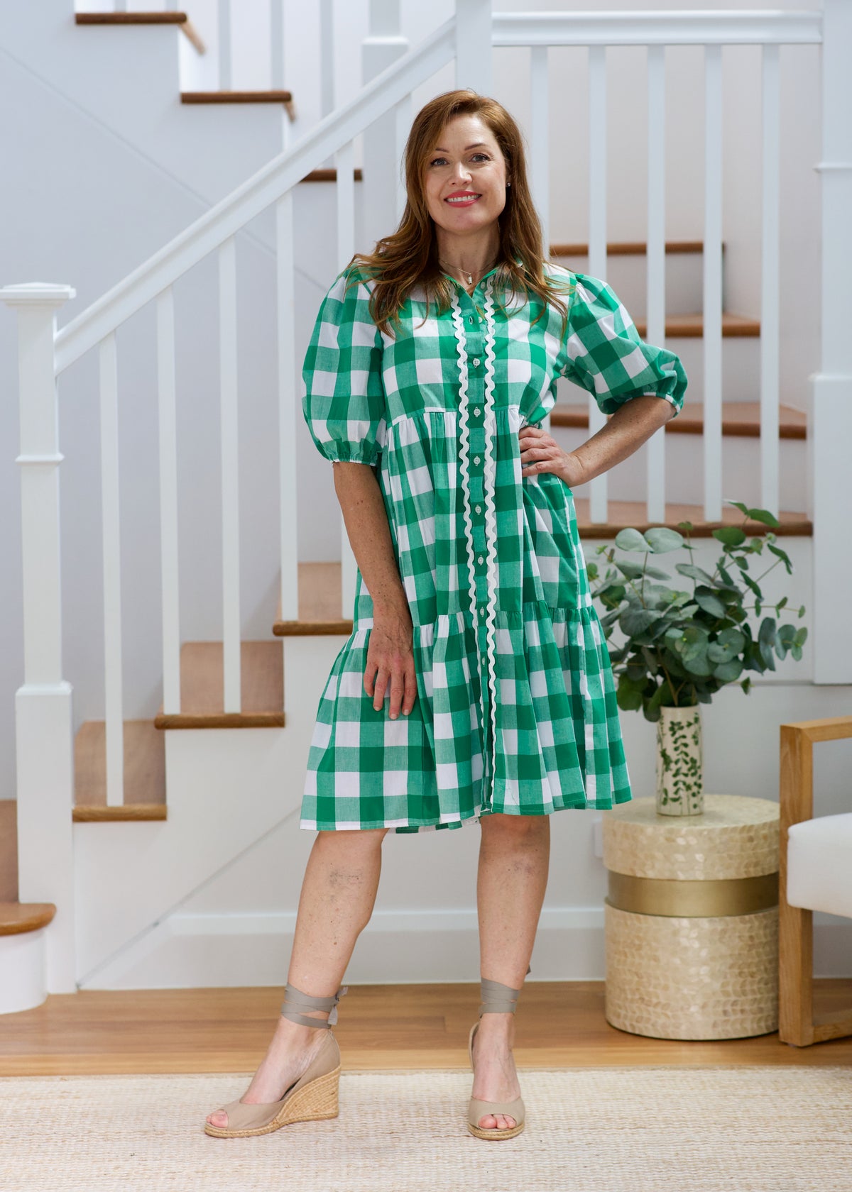 Melody Dress - Green & White Gingham