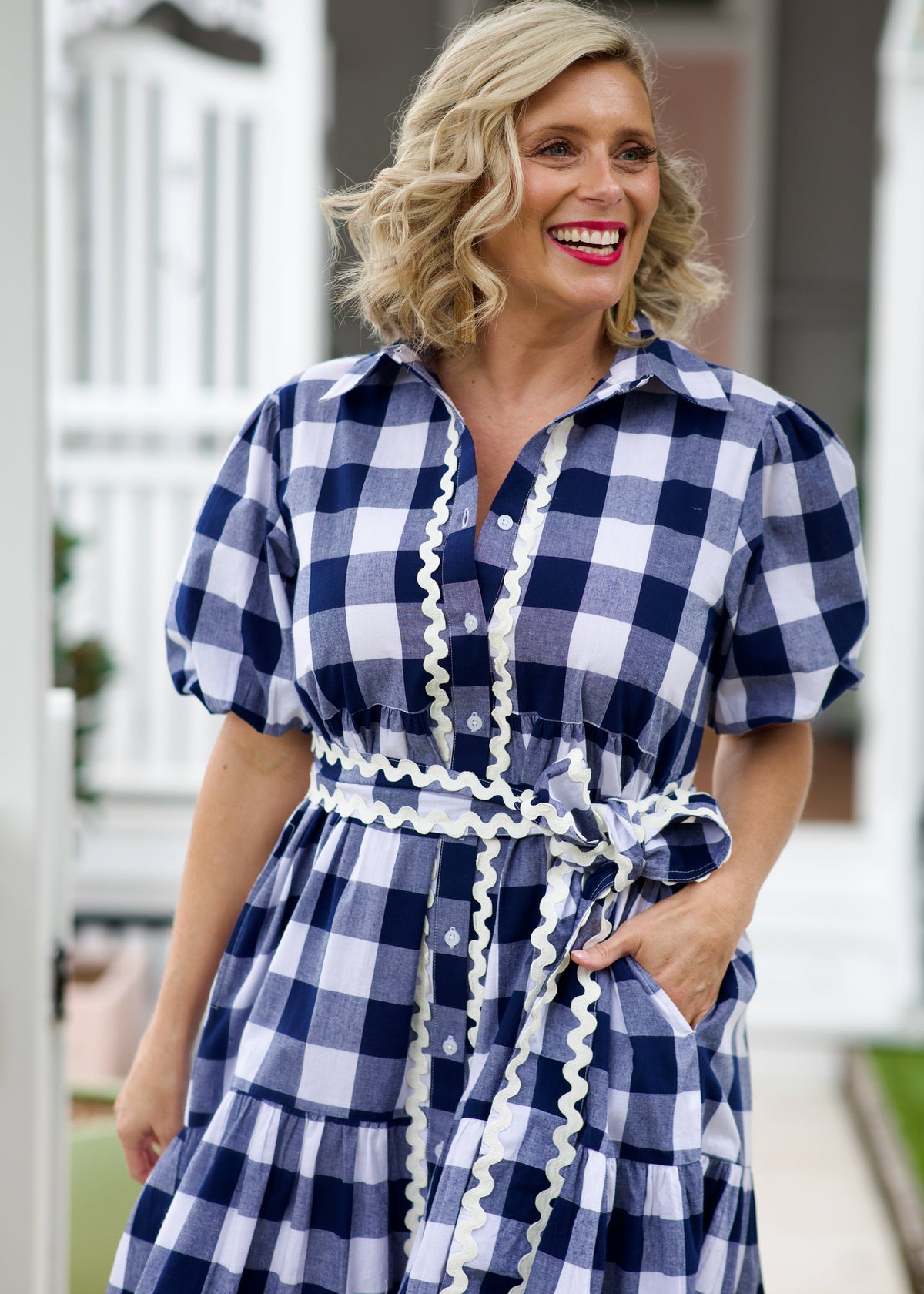 Melody Dress- Navy & White Gingham