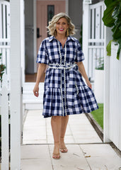 Melody Dress- Navy & White Gingham