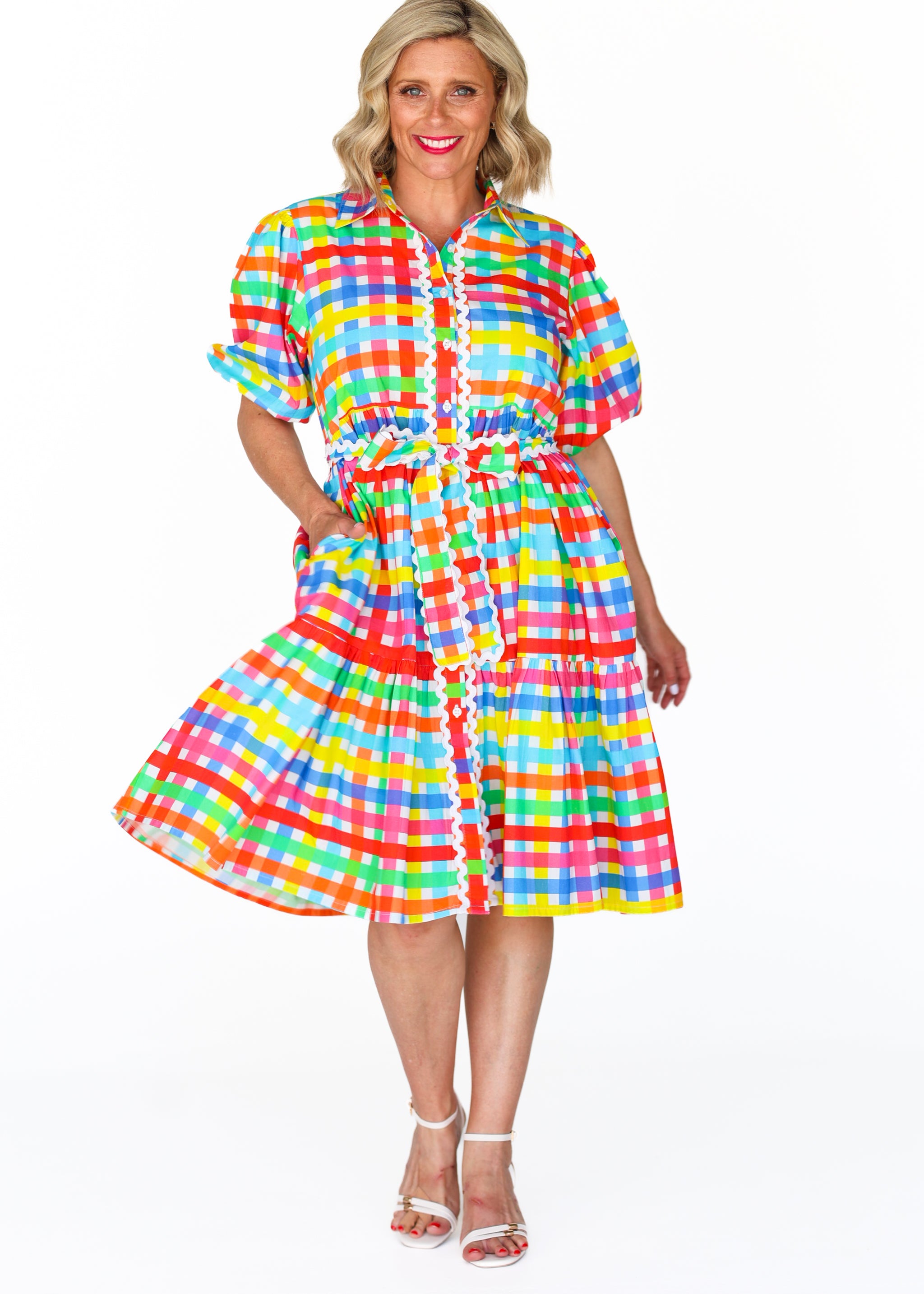 Melody Dress - Neon Gingham