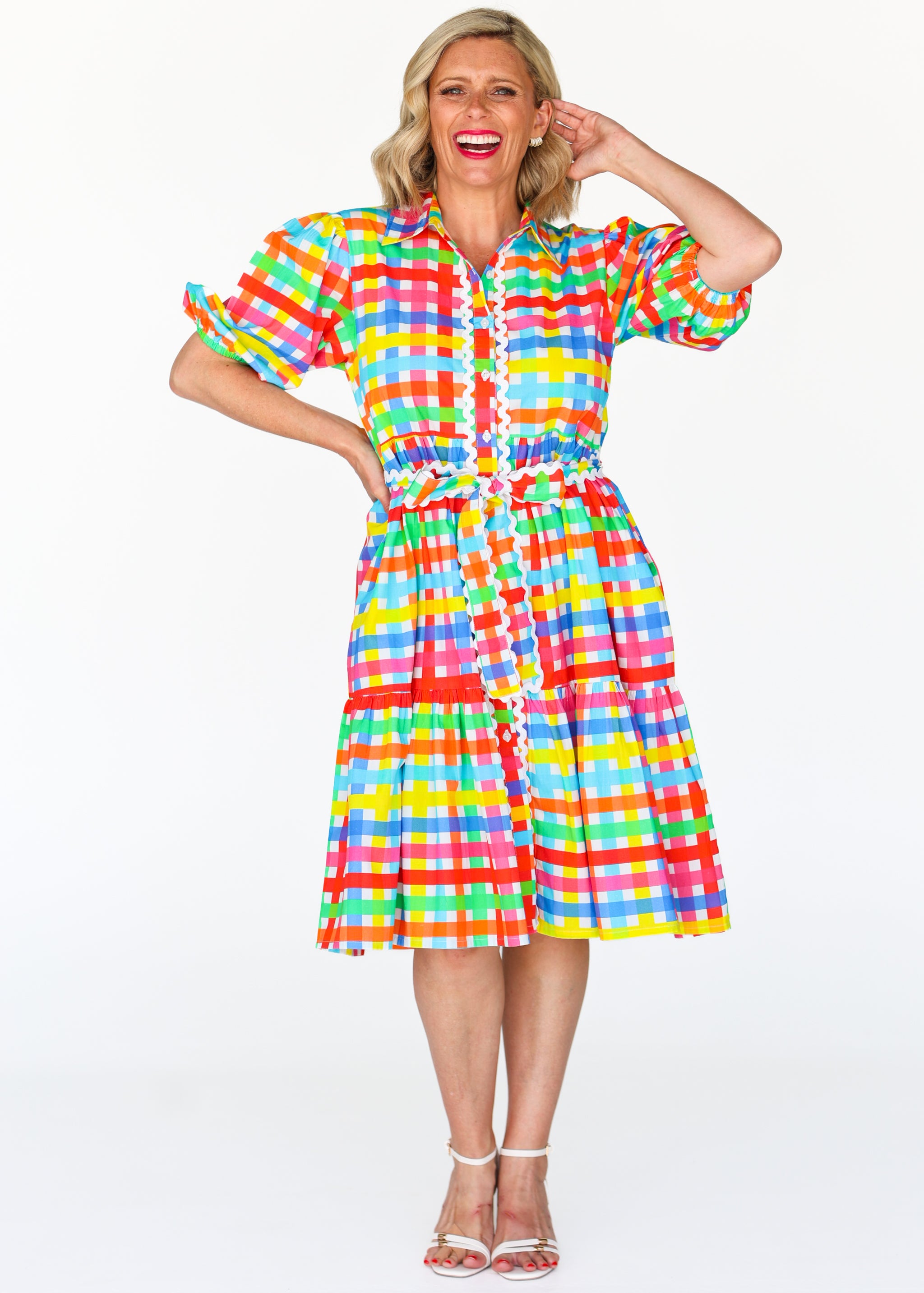 Melody Dress - Neon Gingham