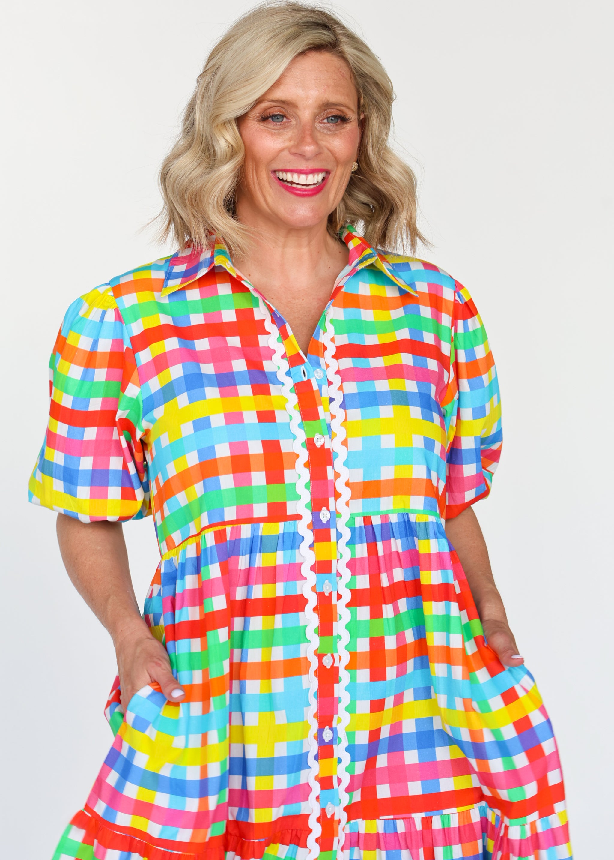 Melody Dress - Neon Gingham