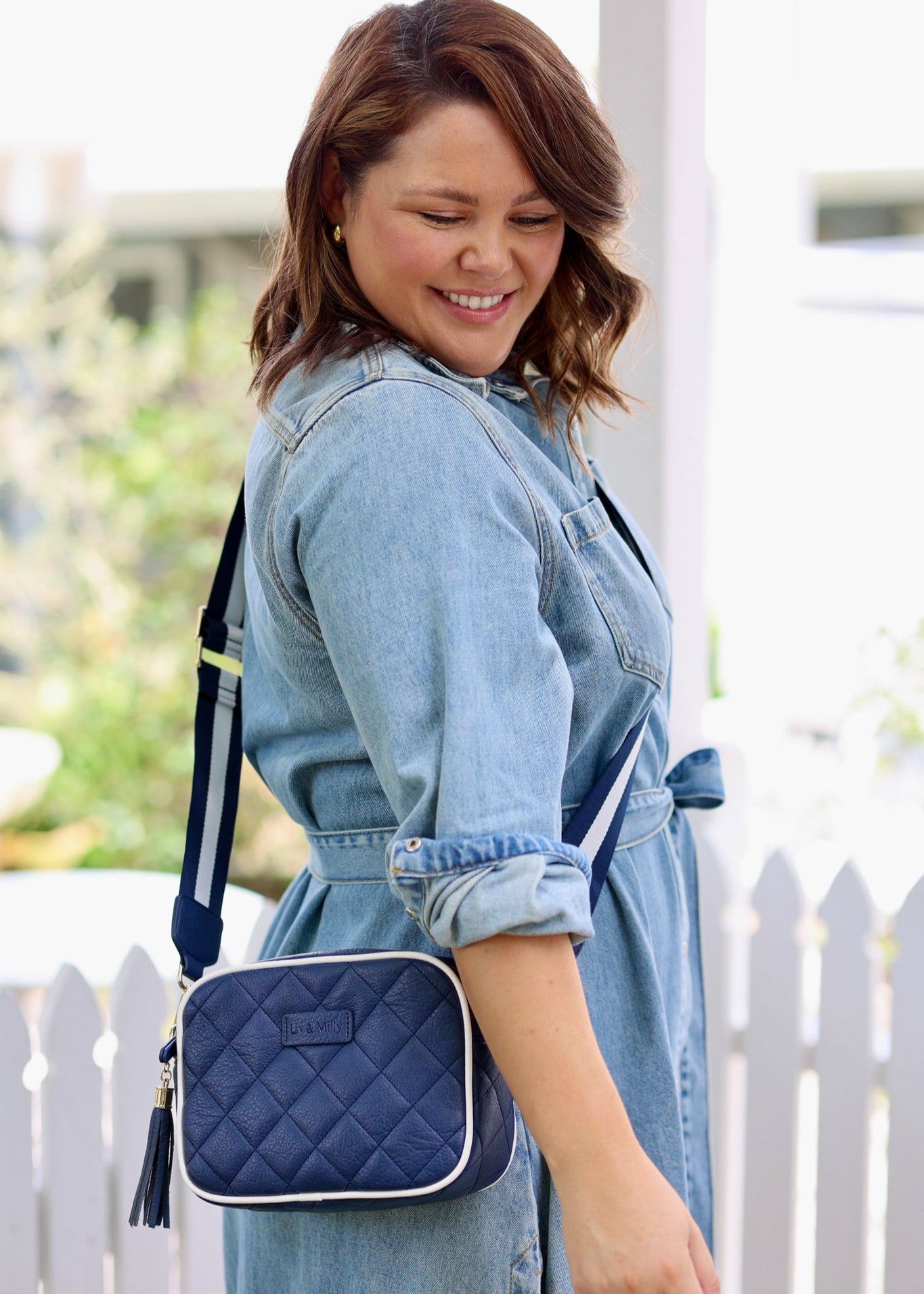 Sally -  Quilted Navy/White