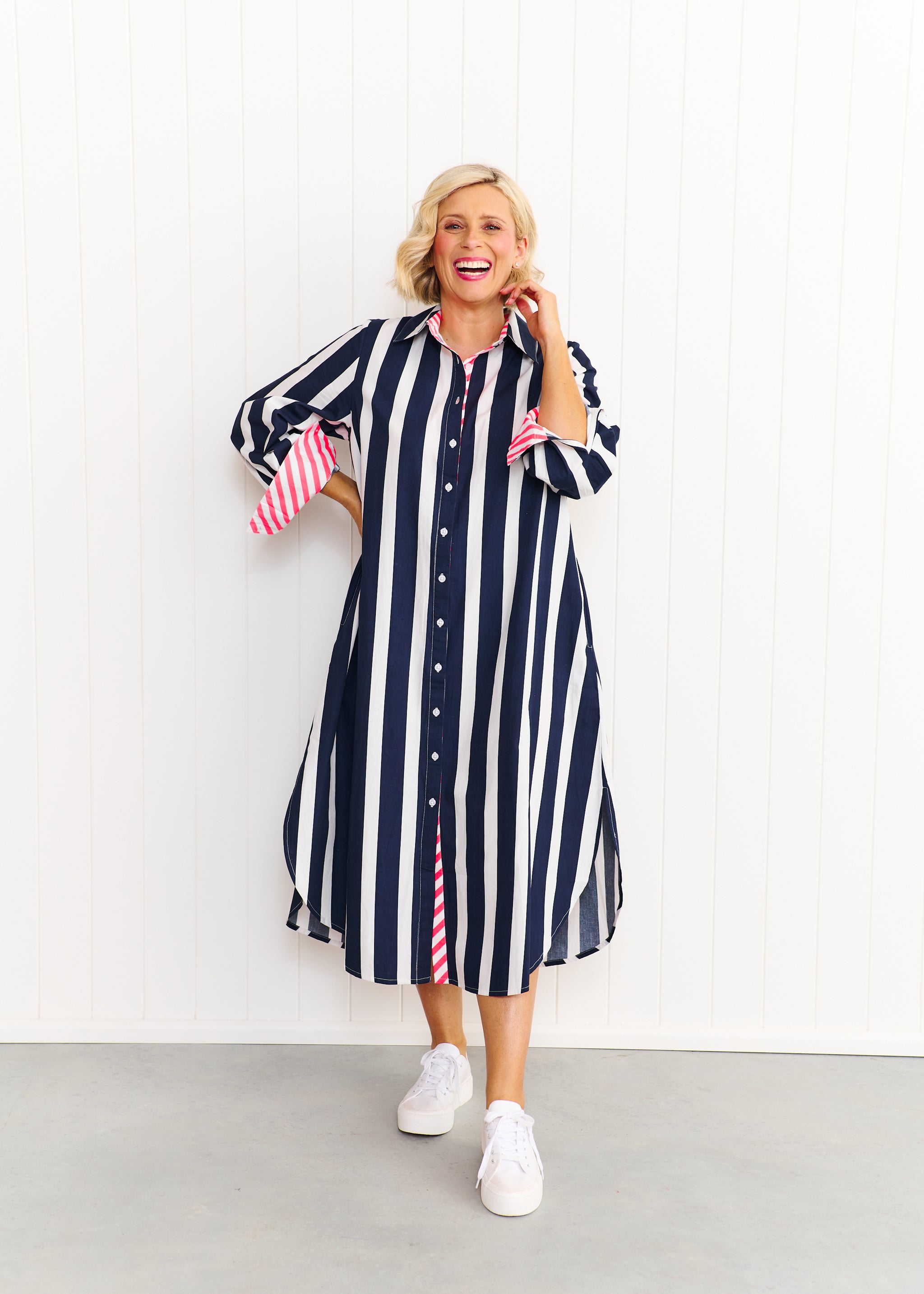 Sardinia Dress - Navy & White Stripe