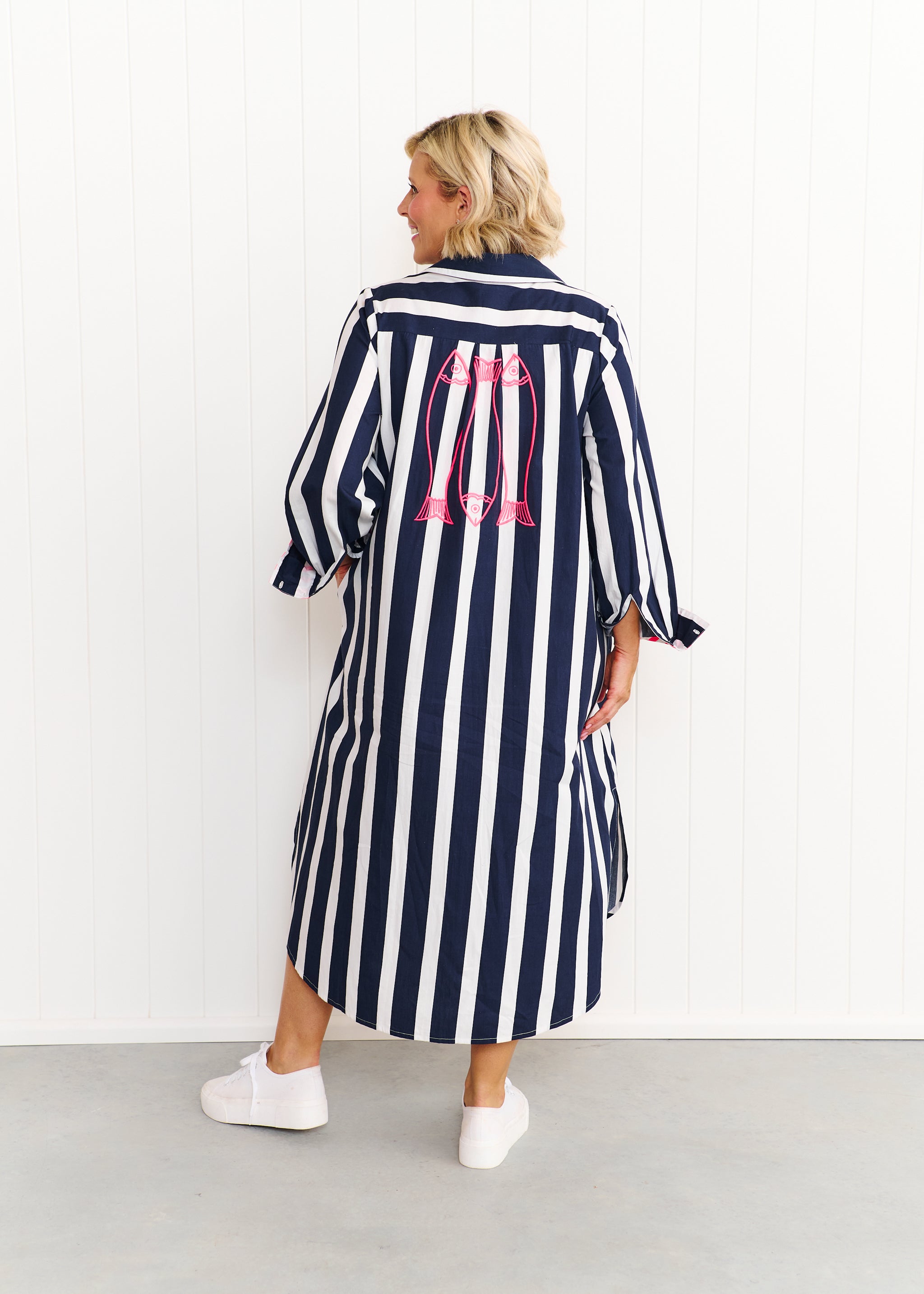 Sardinia Dress - Navy & White Stripe