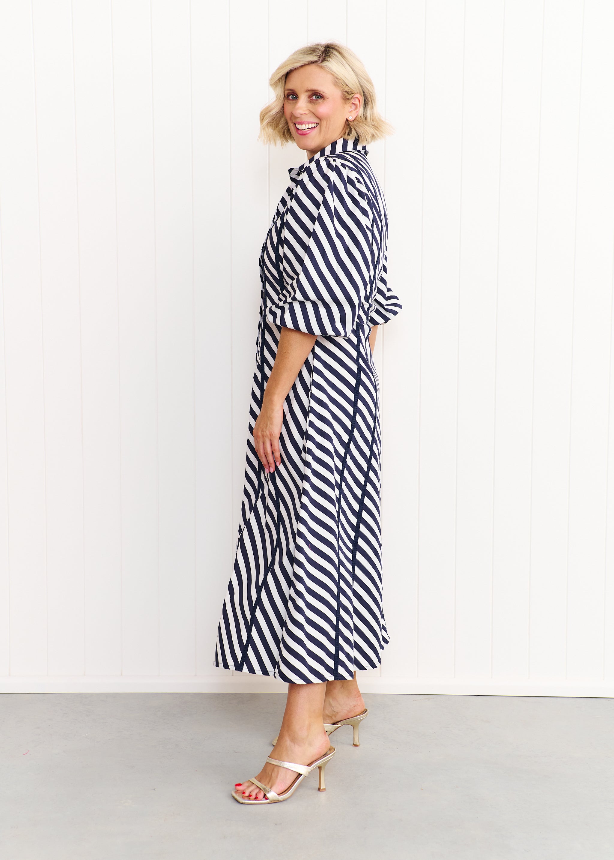 Sienna Dress - Navy & White Stripe