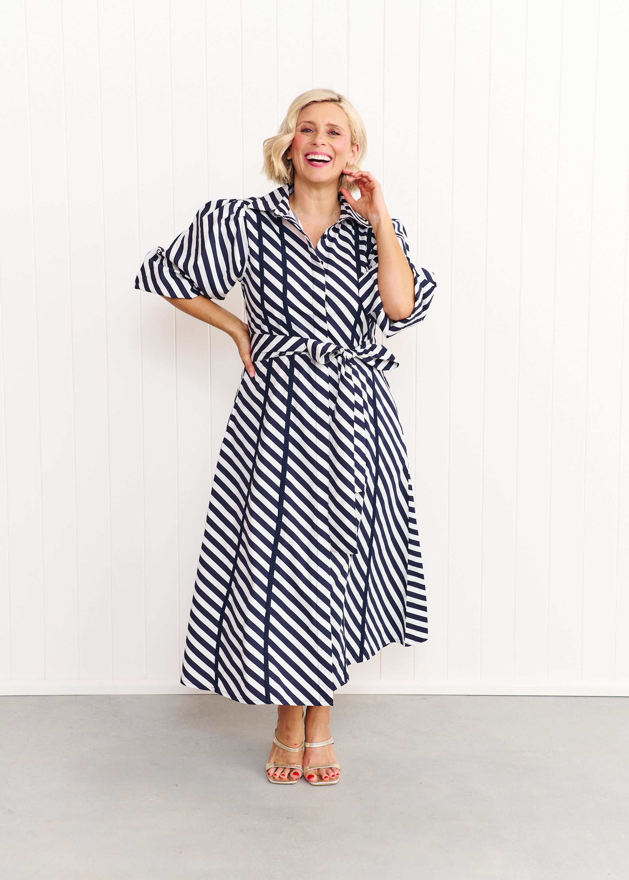 Sienna Dress - Navy & White Stripe