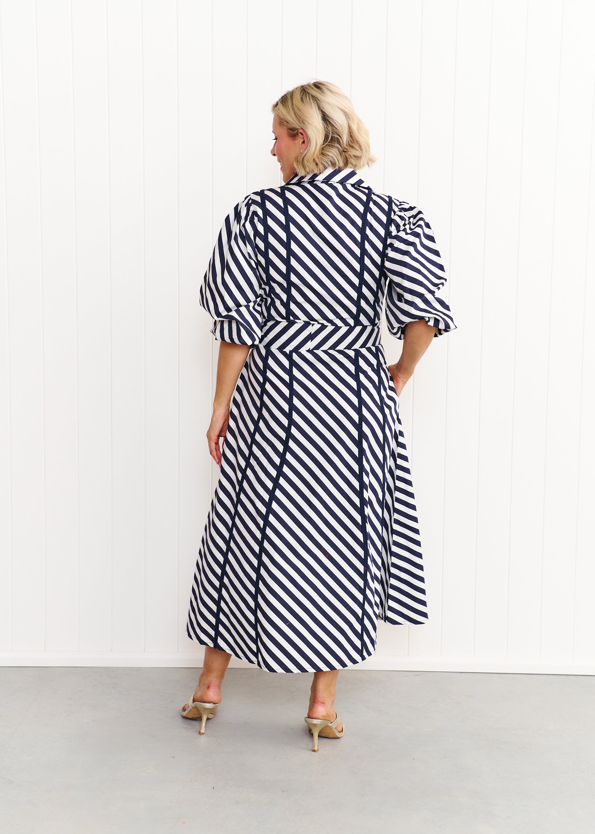 Sienna Dress - Navy & White Stripe