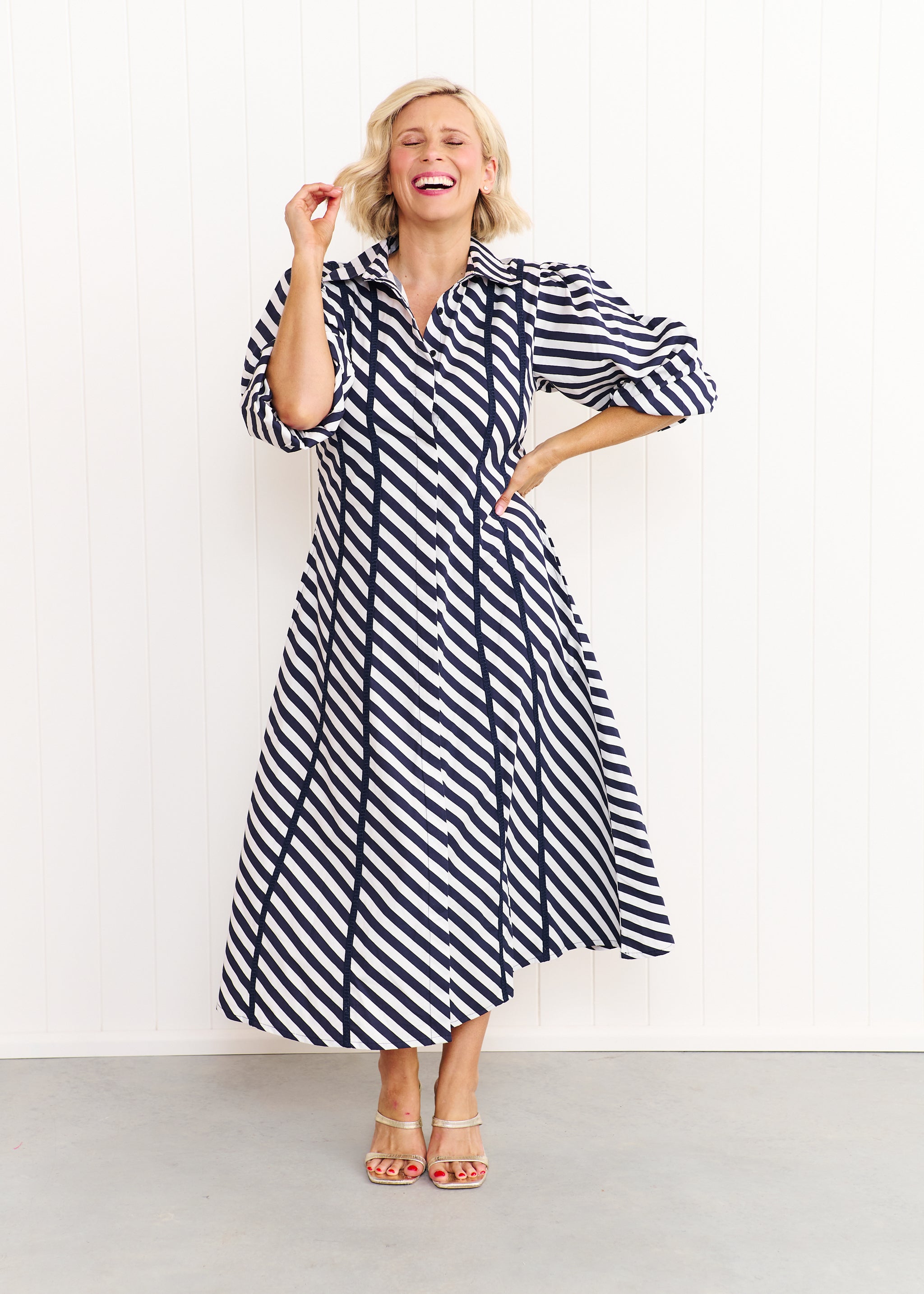 Sienna Dress - Navy & White Stripe