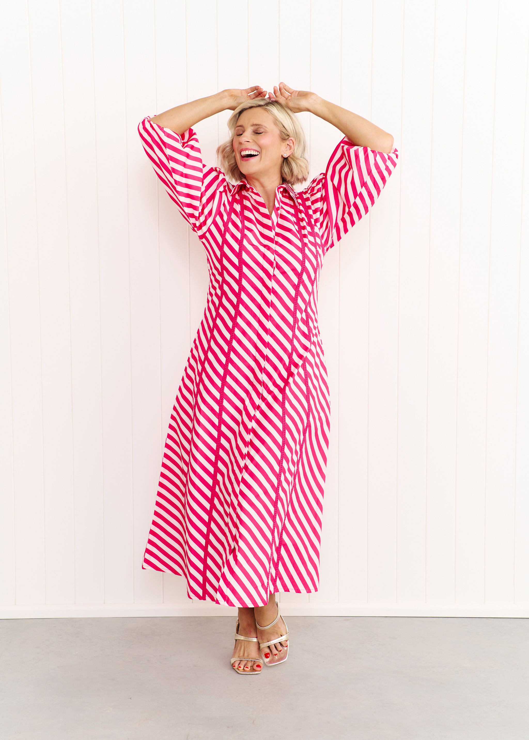 Sienna Dress - Pink & White Stripe