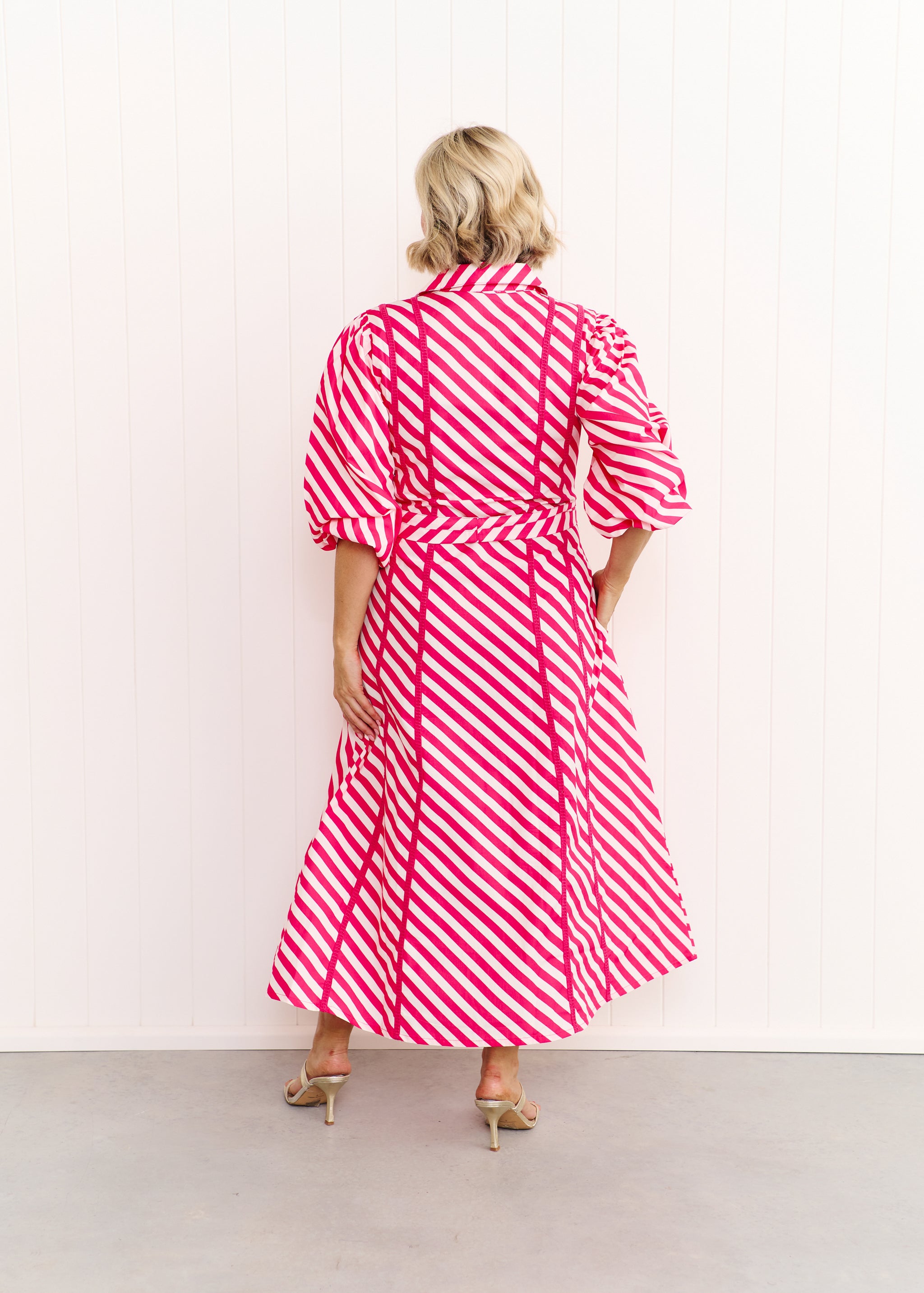 Sienna Dress - Pink & White Stripe