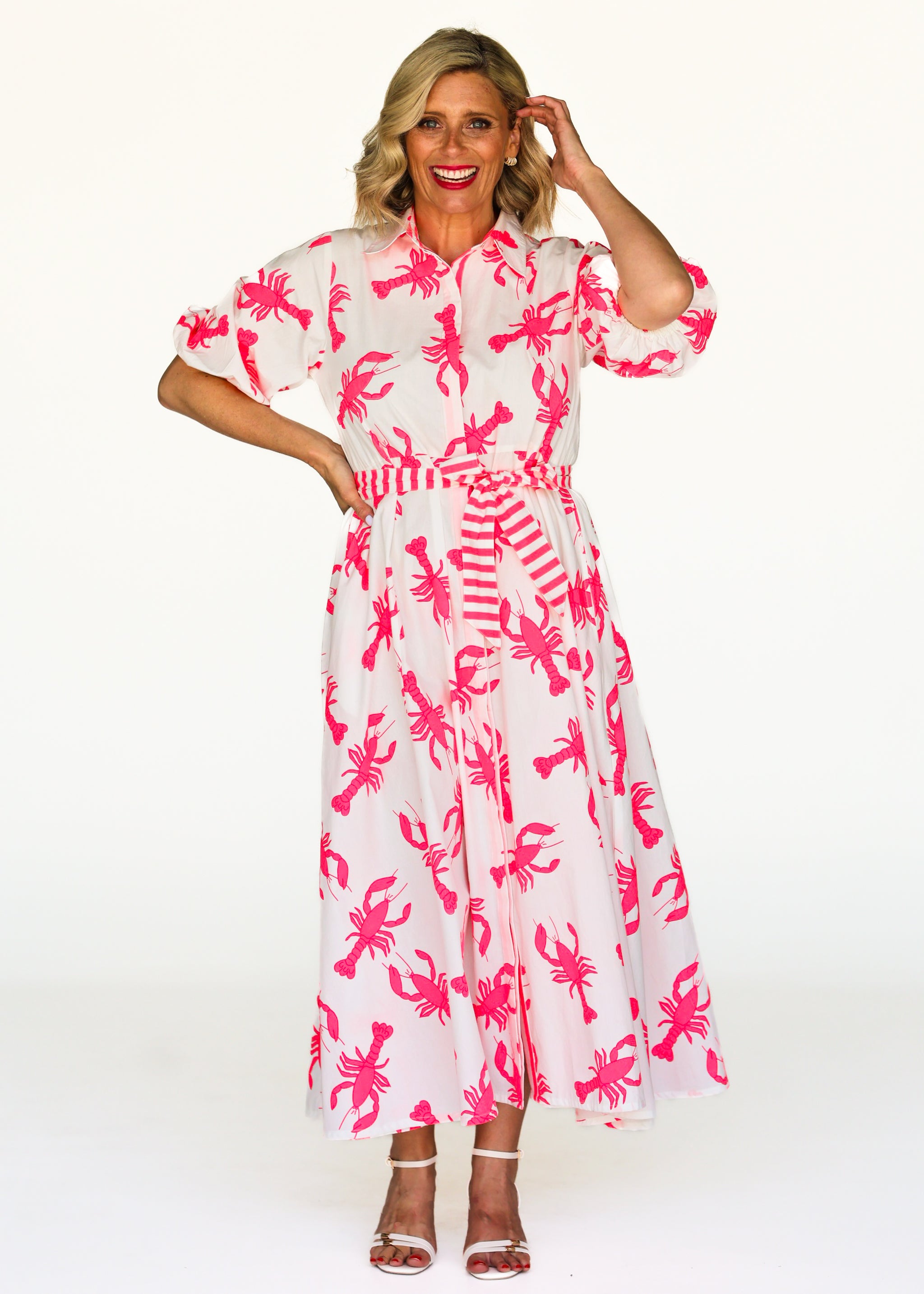 Victoria Dress - Neon Lobster