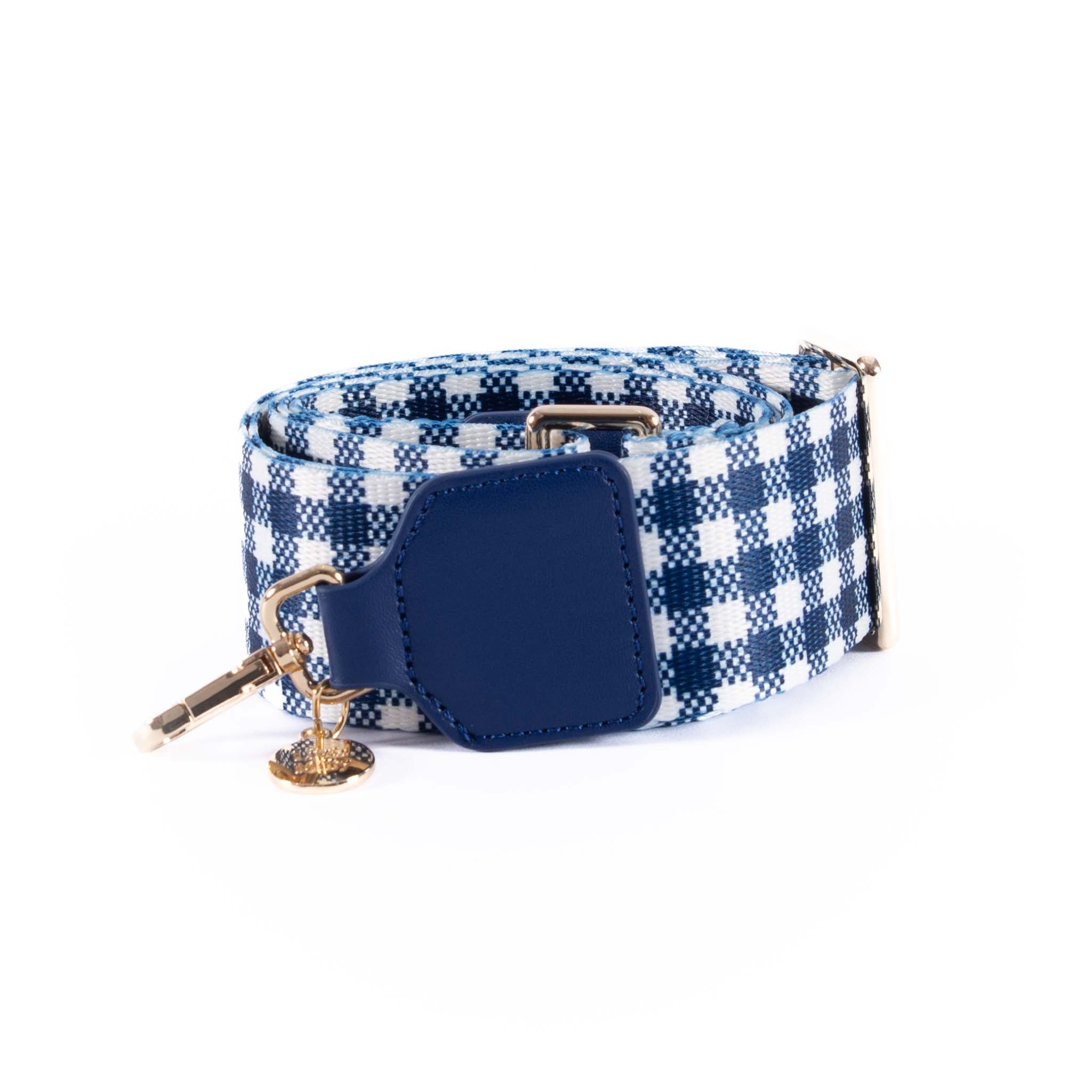 Guitar Strap - Navy & White Gingham