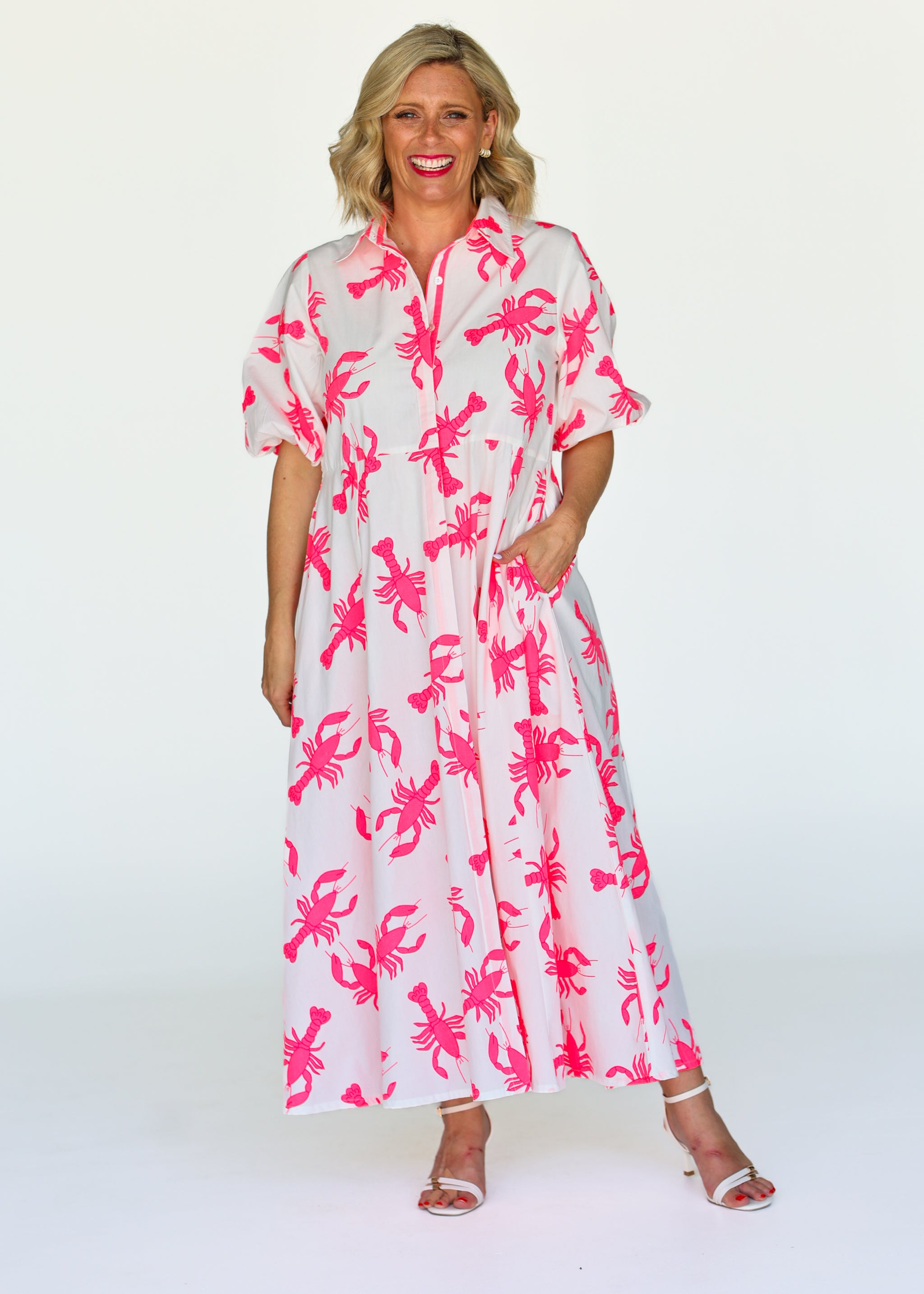 Victoria Dress - Neon Lobster