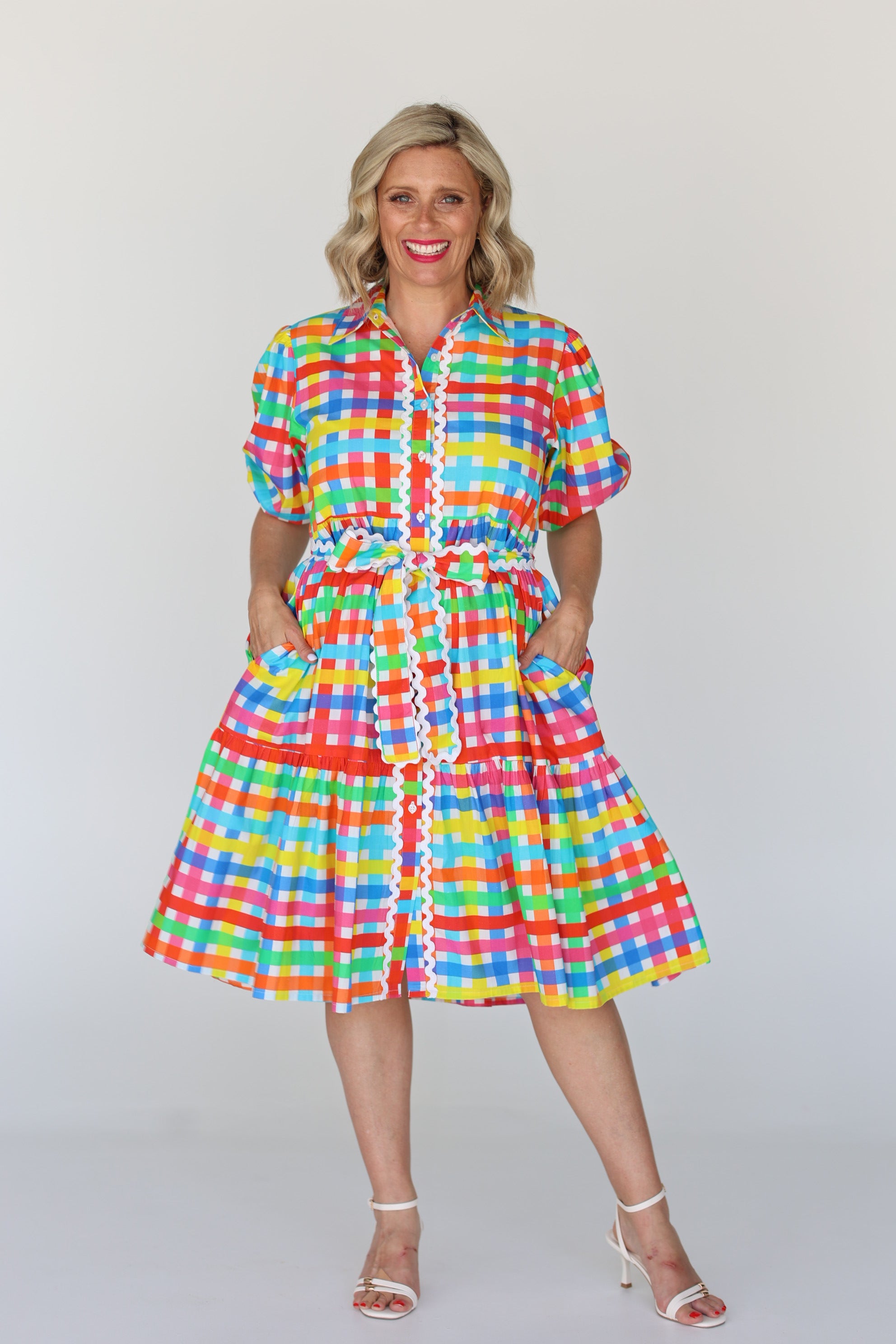 Melody Dress - Neon Gingham
