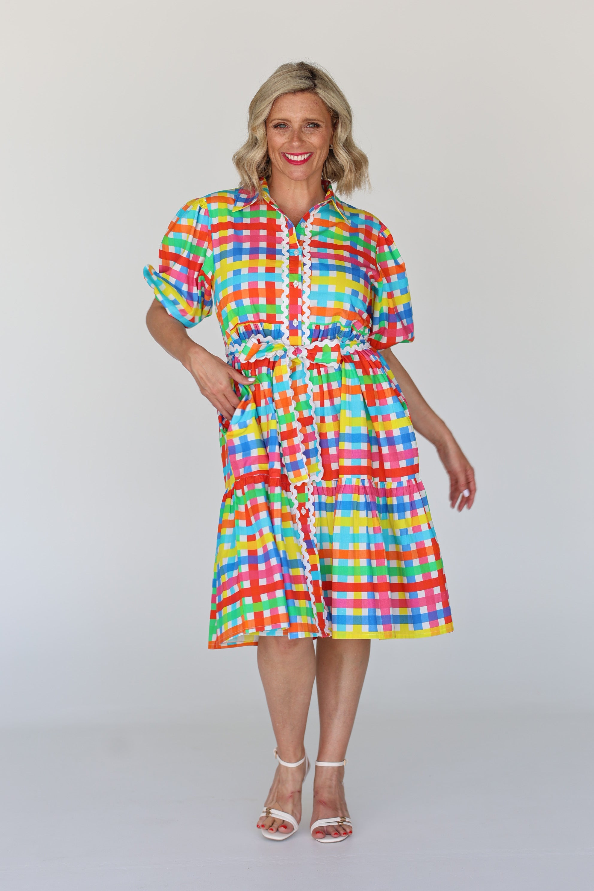 Melody Dress - Neon Gingham
