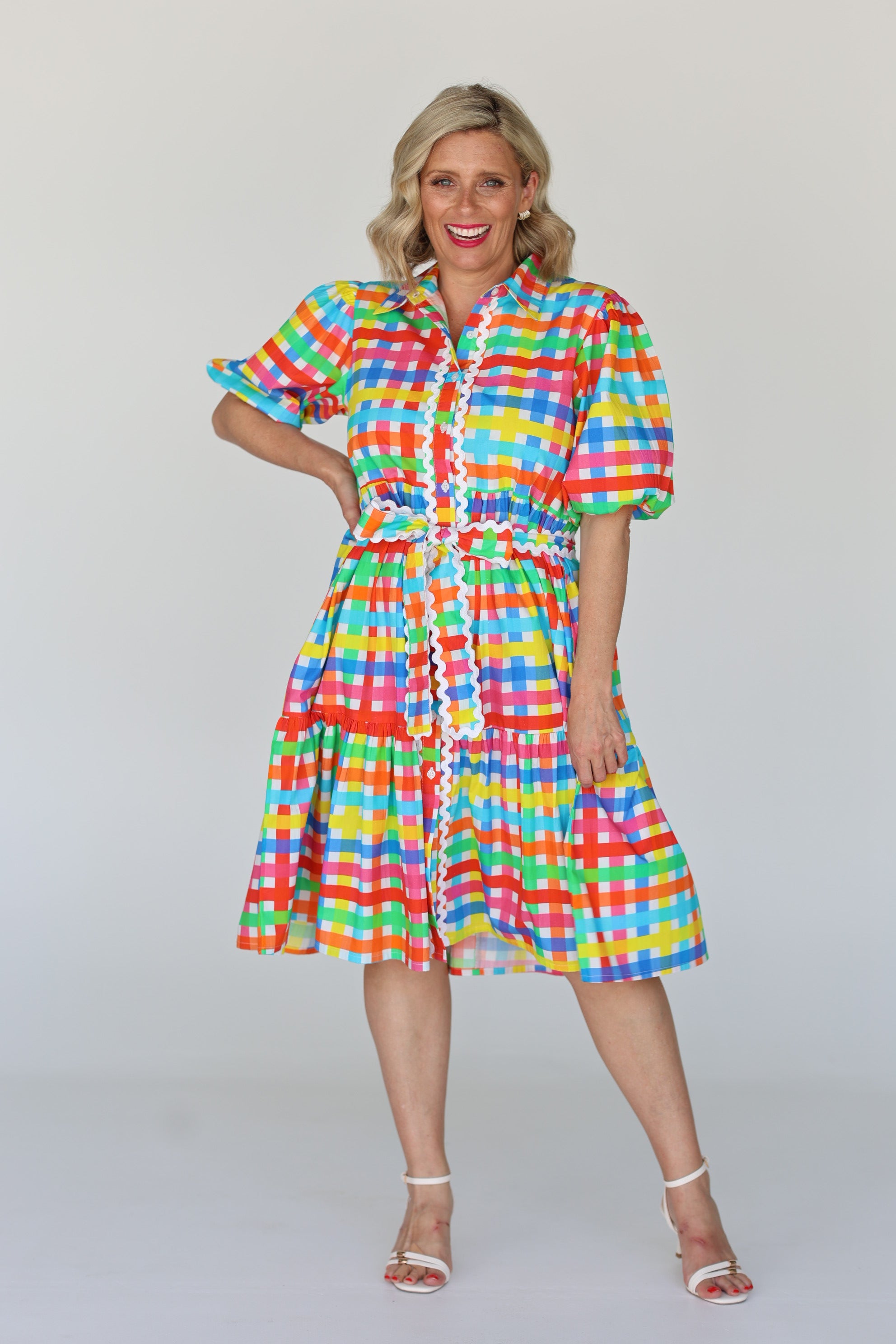 Melody Dress - Neon Gingham