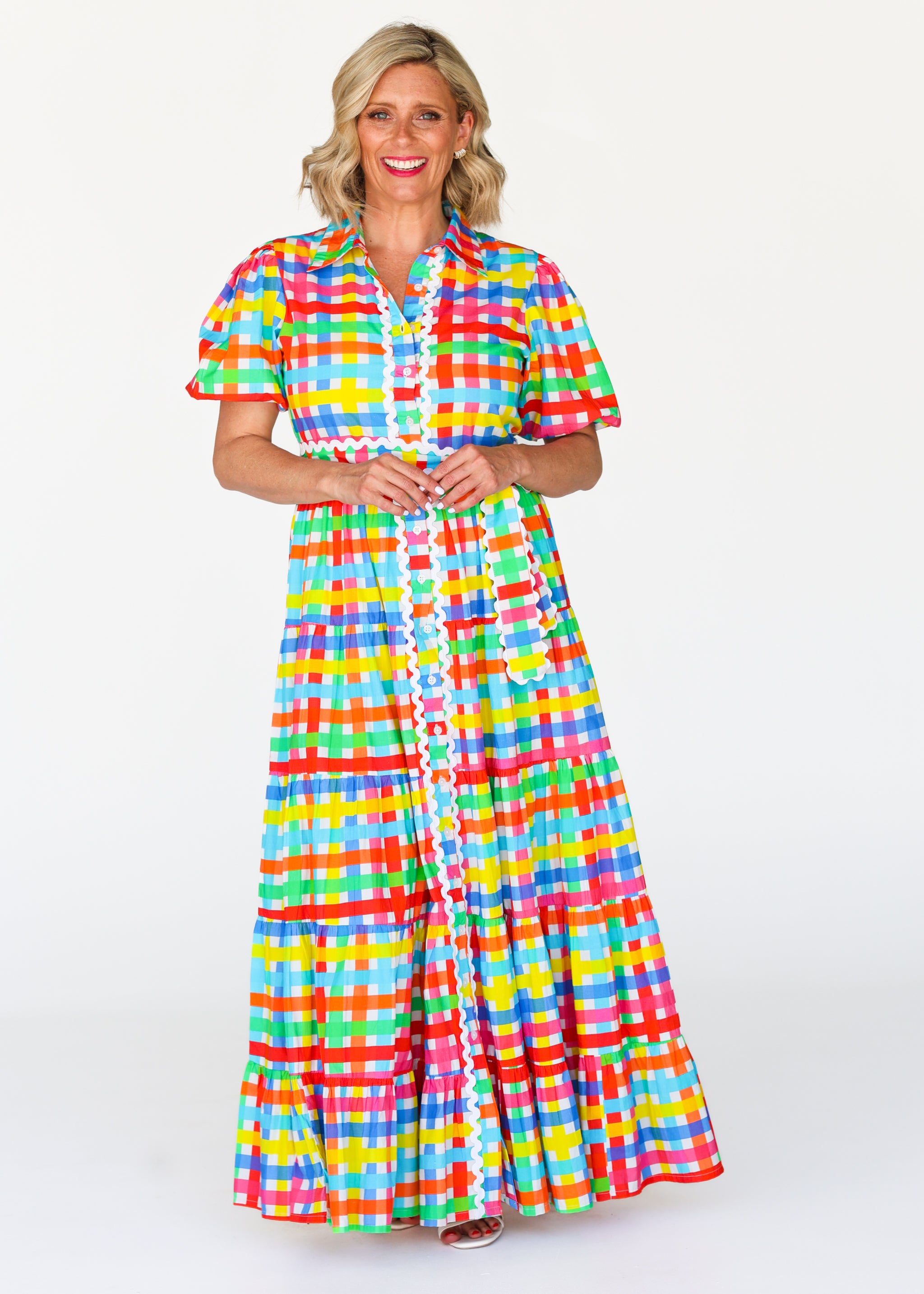 Alice Dress - Neon Gingham