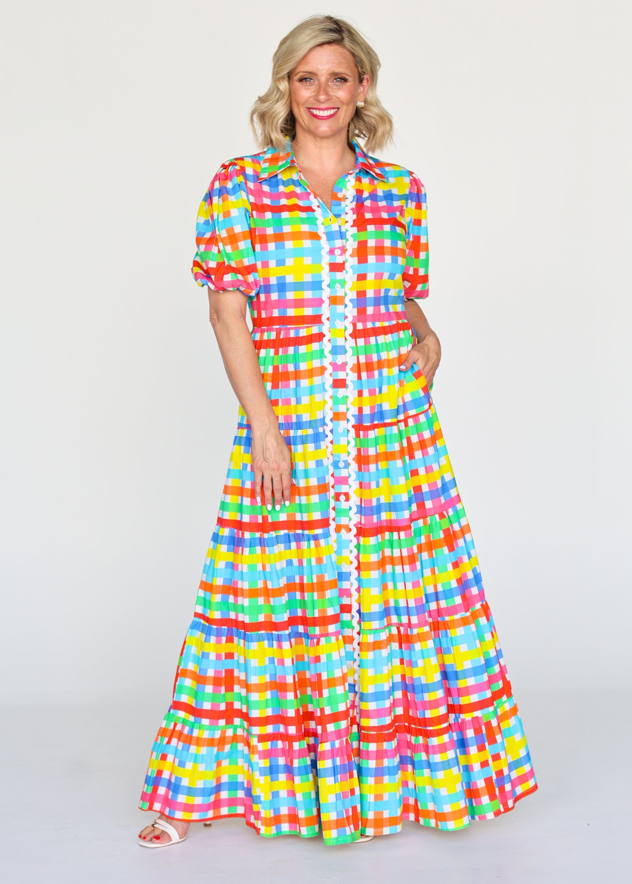 Alice Dress - Neon Gingham