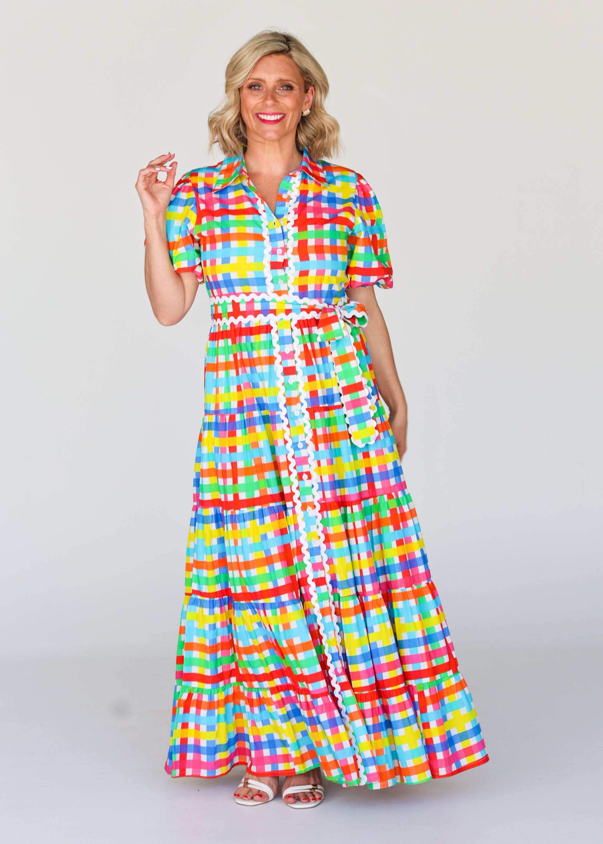 Alice Dress - Neon Gingham